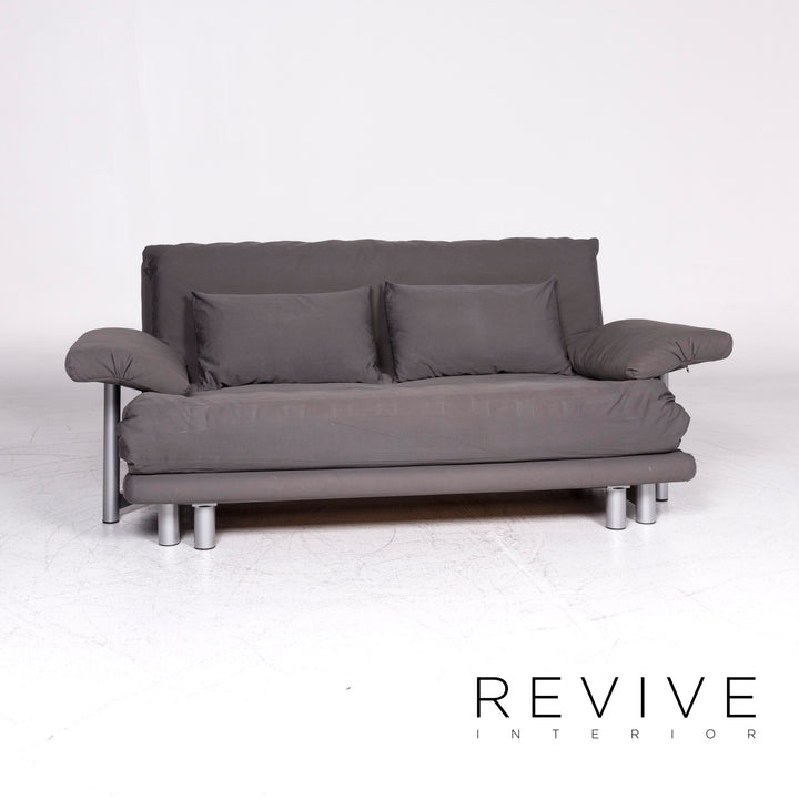 Ligne Roset Multy Designer Fabric Sofa Gray Three Seater Sofa Bed Couch #9215