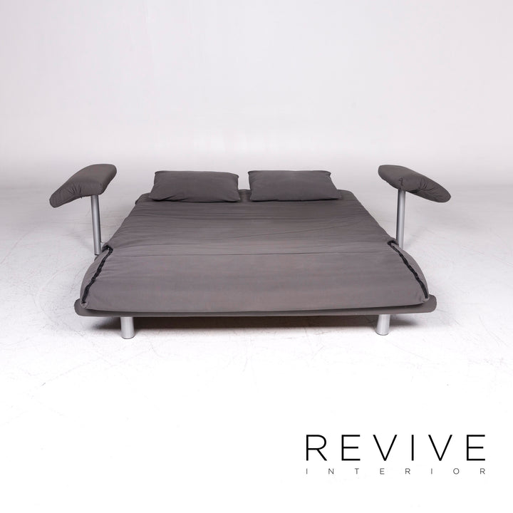 Ligne Roset Multy Designer Fabric Sofa Gray Three Seater Sofa Bed Couch #9215