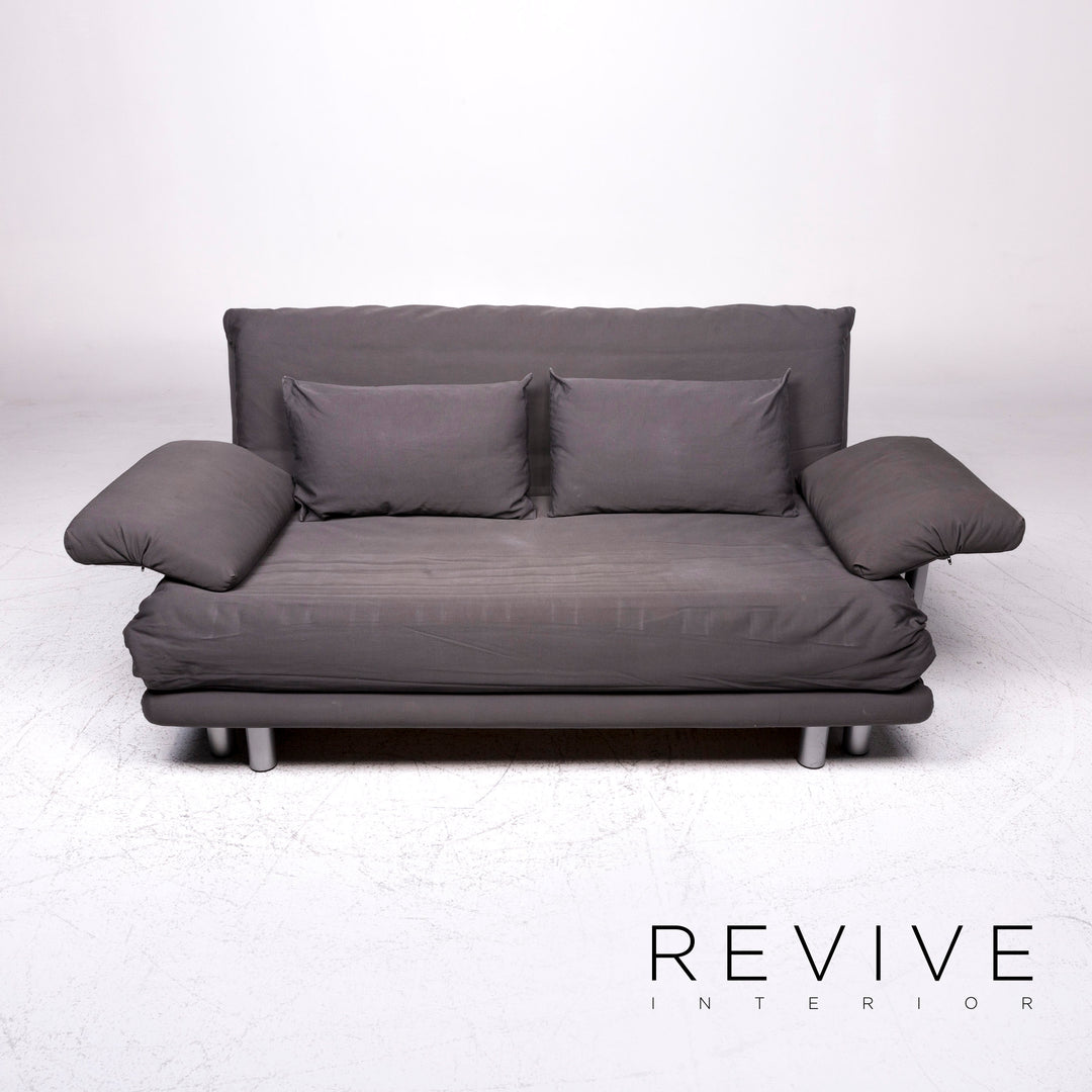 Ligne Roset Multy Designer Fabric Sofa Gray Three Seater Sofa Bed Couch #9215