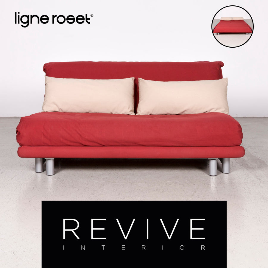ligne roset Multy Designer Stoff Sofa Rot Zweisitzer Couch Funktion Bett Schlaffunktion #7769