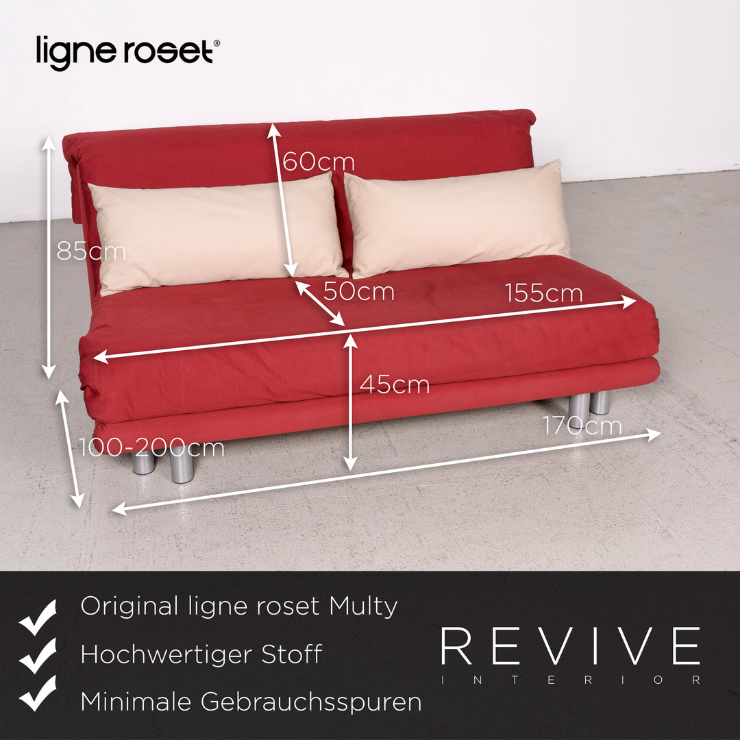 ligne roset Multy Designer Stoff Sofa Rot Zweisitzer Couch Funktion Bett Schlaffunktion #7769