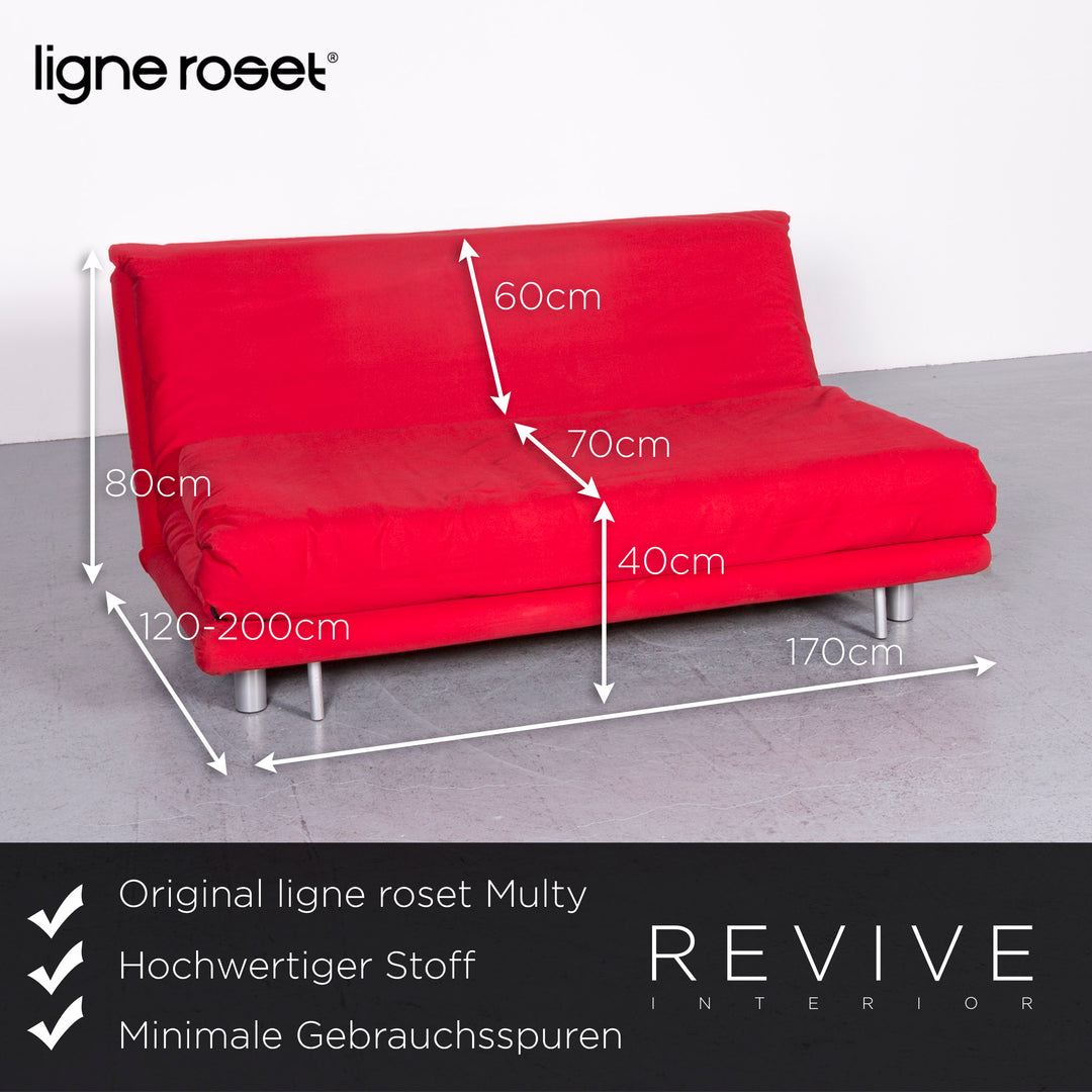 ligne roset Multy Designer Stoff Sofa Rot Dreisitzer Schlafcouch Funktion #6986