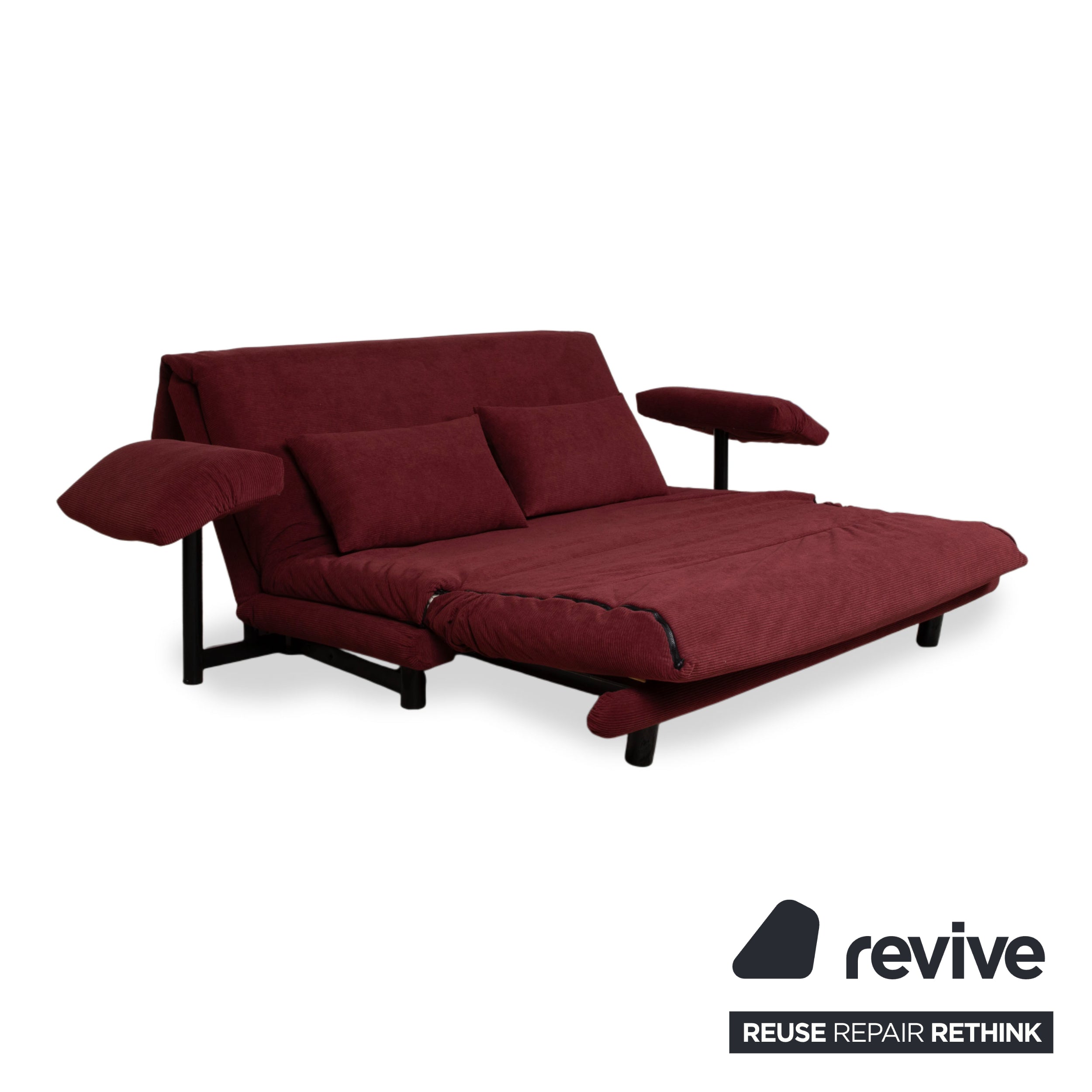 Ligne Roset Multy Dreisitzer Armlehnen Cord Stoff Rot manuelle Schlaffunktion Sofa Couch Neubezug ALUNA 248