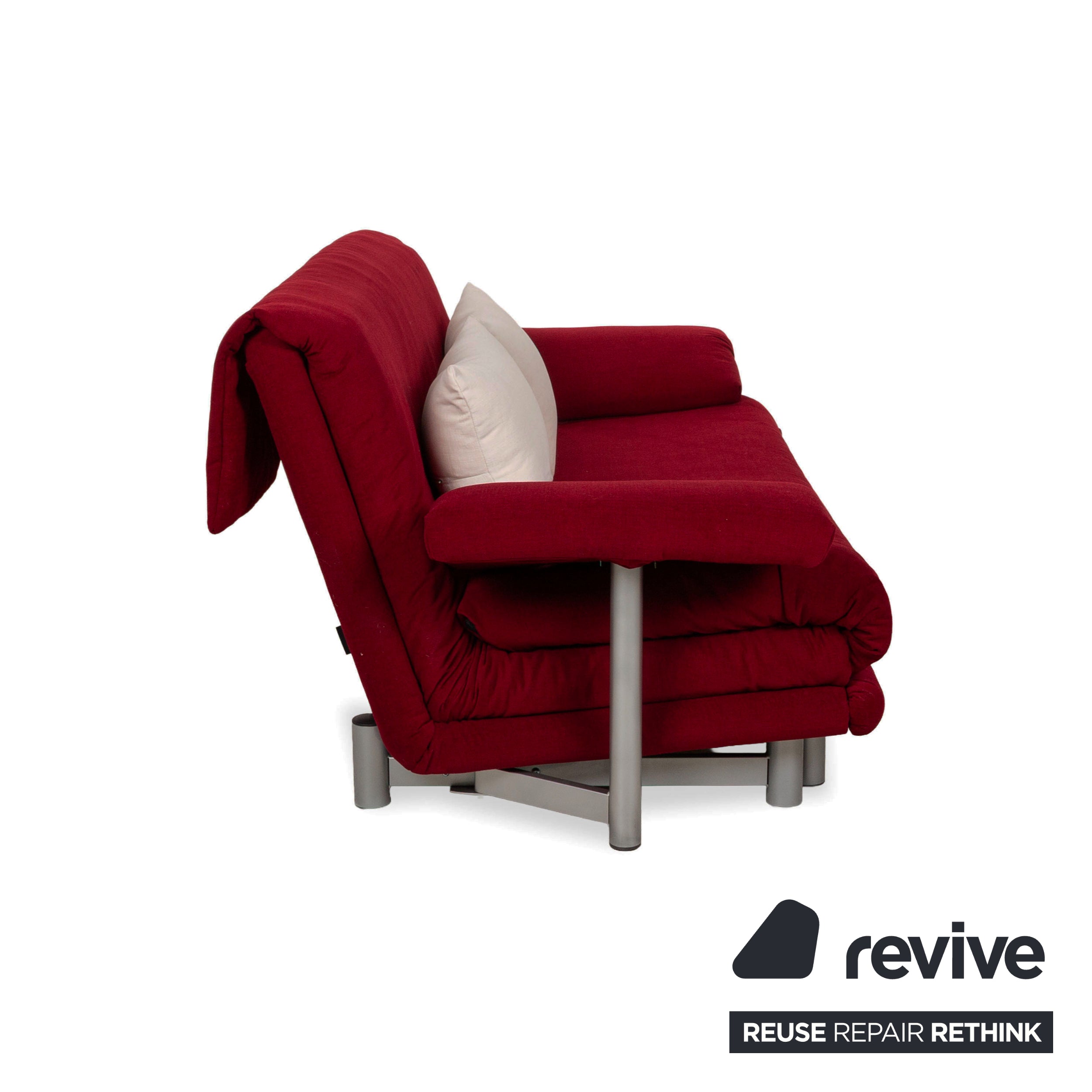 Ligne Roset Multy Three-seater Armrests Fabric Red White Silver manual sleeping function sofa bed newly upholstered