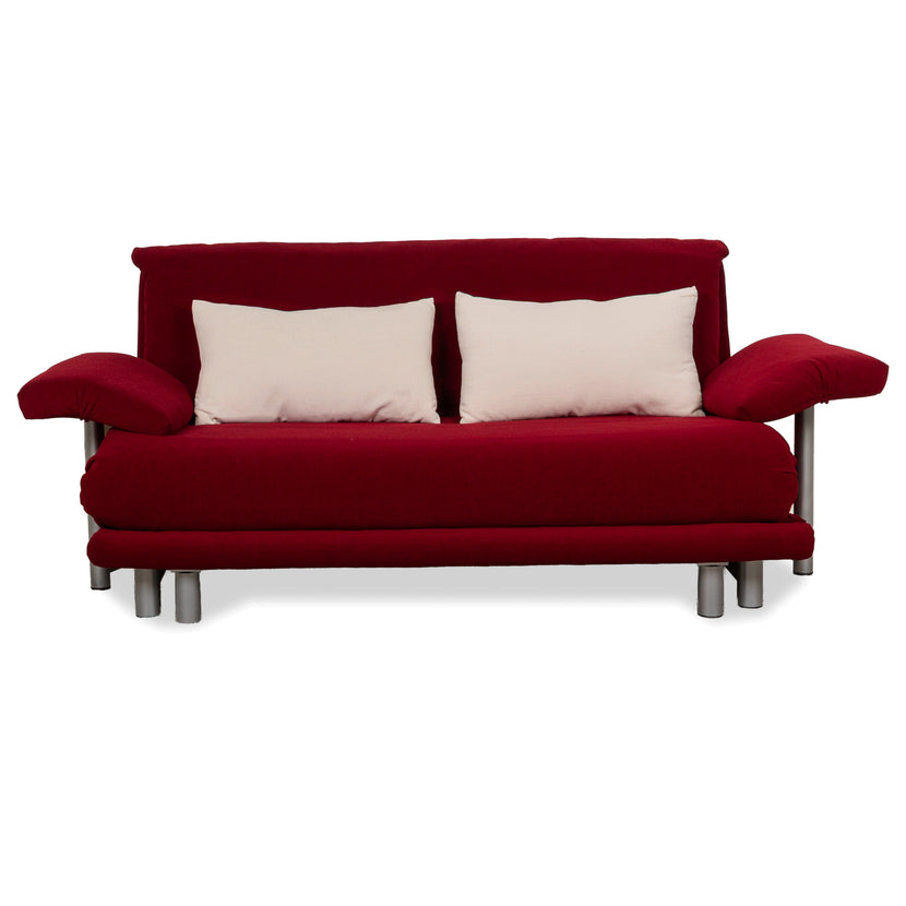 Ligne Roset Multy Three-seater Armrests Fabric Red White Silver manual sleeping function sofa bed newly upholstered