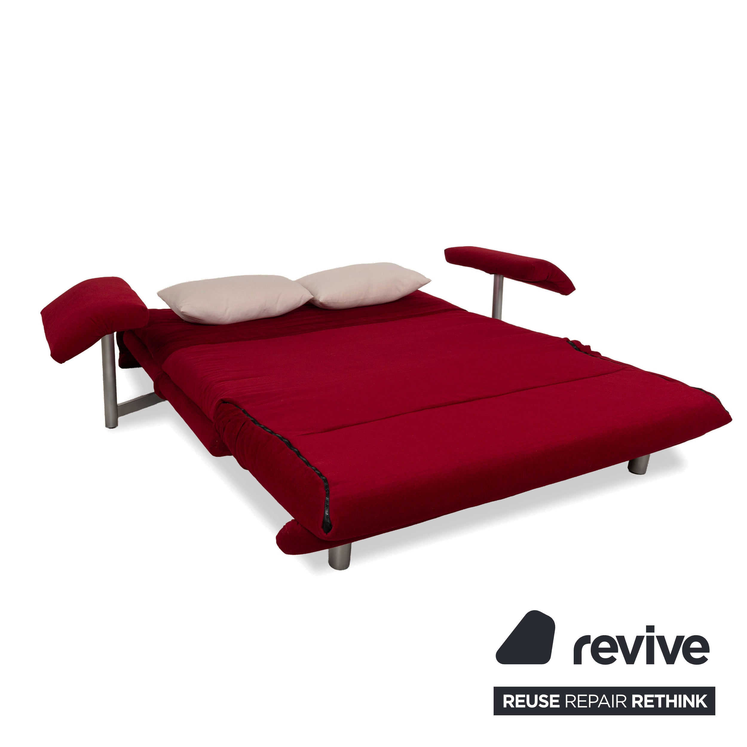 Ligne Roset Multy Three-seater Armrests Fabric Red White Silver manual sleeping function sofa bed newly upholstered
