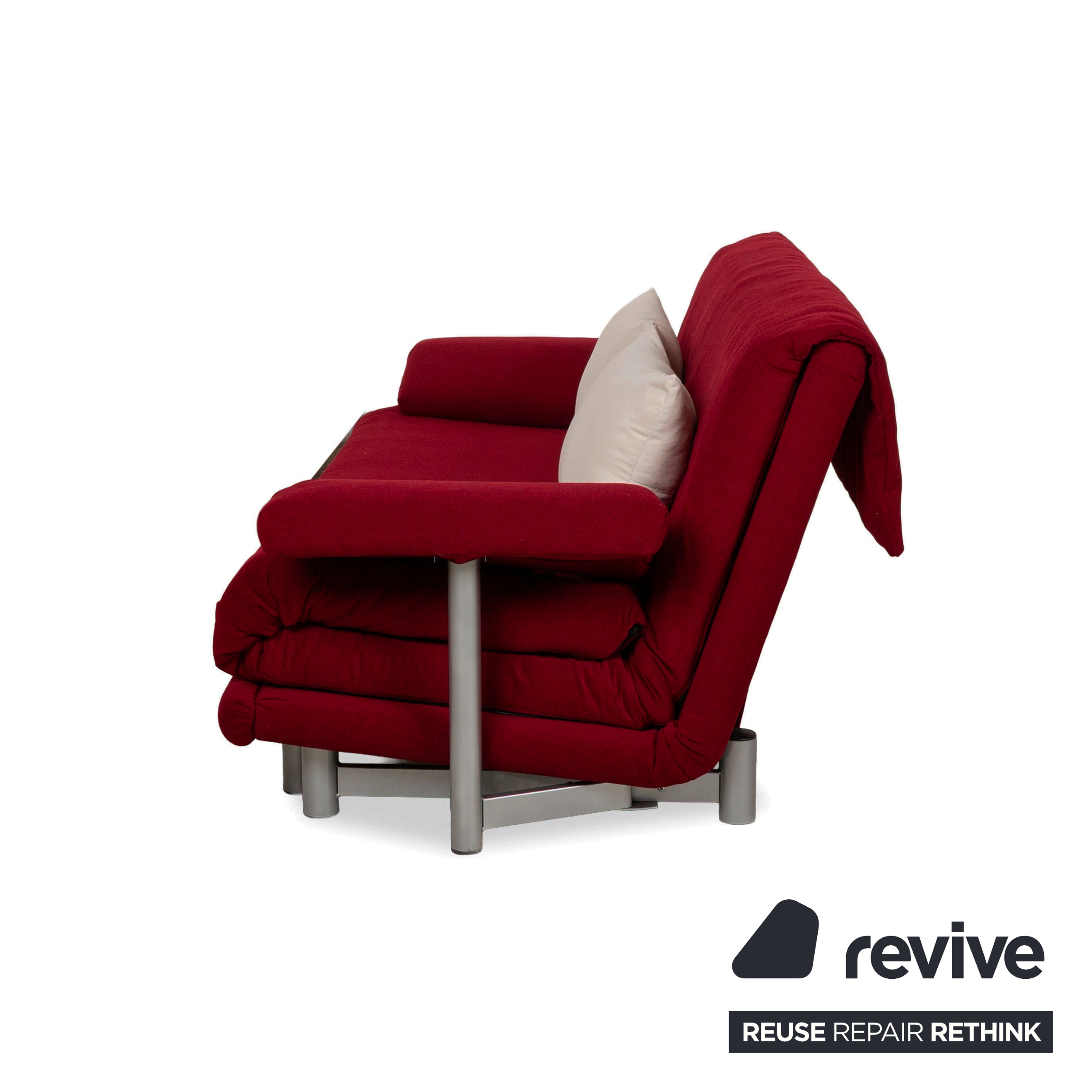 Ligne Roset Multy Three-seater Armrests Fabric Red White Silver manual sleeping function sofa bed newly upholstered