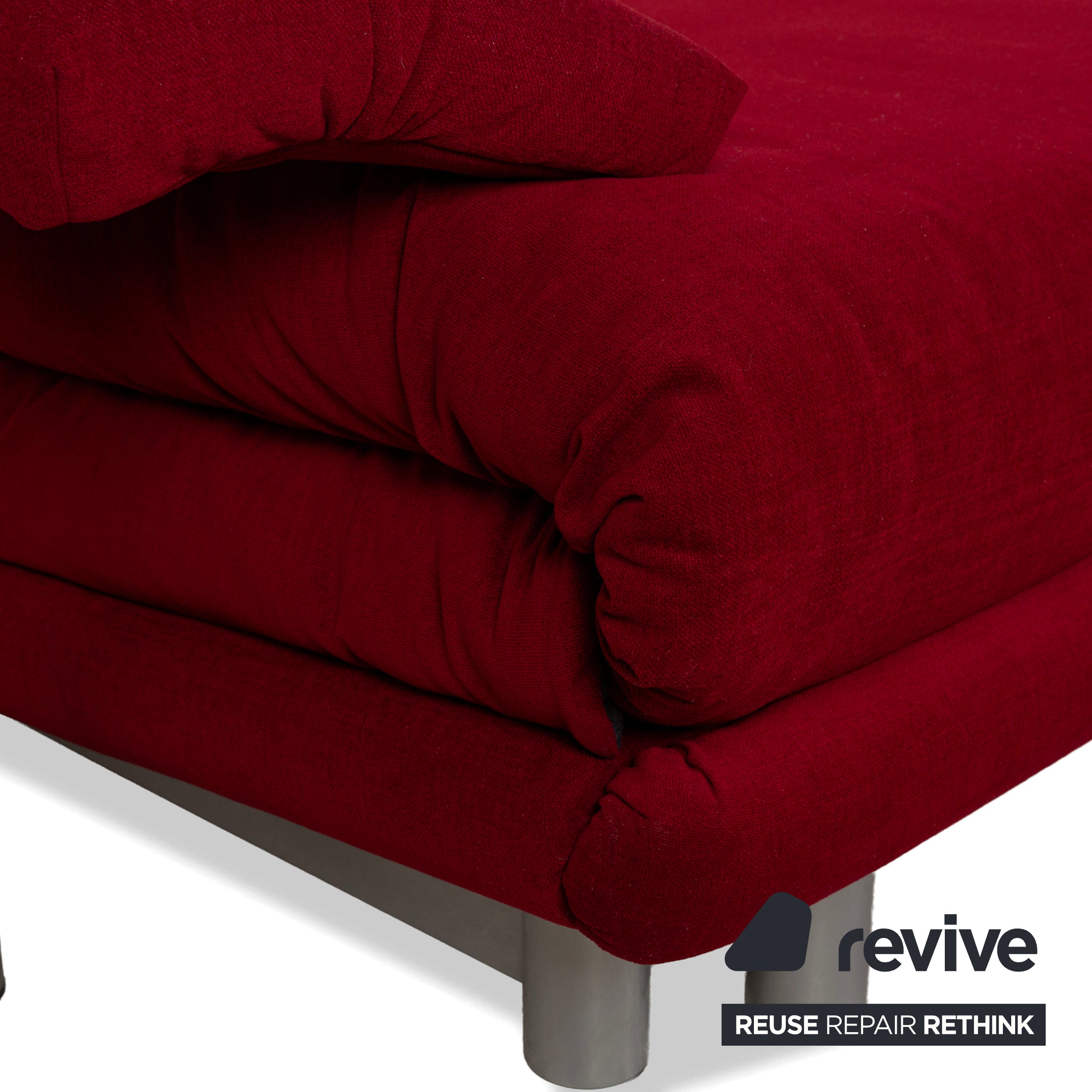 Ligne Roset Multy Three-seater Armrests Fabric Red White Silver manual sleeping function sofa bed newly upholstered