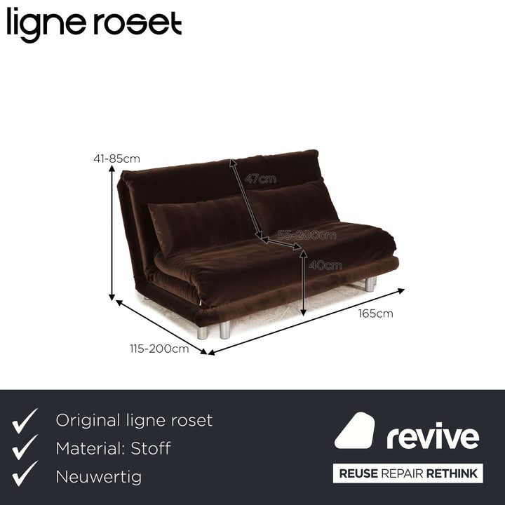 Ligne Roset Multy 3 Seater Brown Sofa Bed Couch Fabric