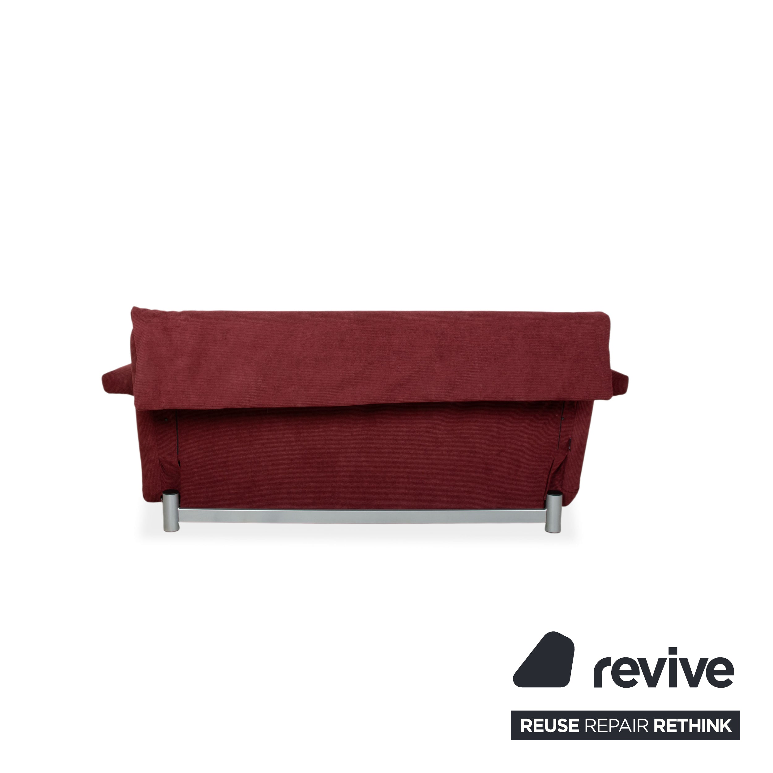 Ligne Roset Multy three-seater sofa with armrests, corduroy fabric, red, manual sleeper function, reupholstered