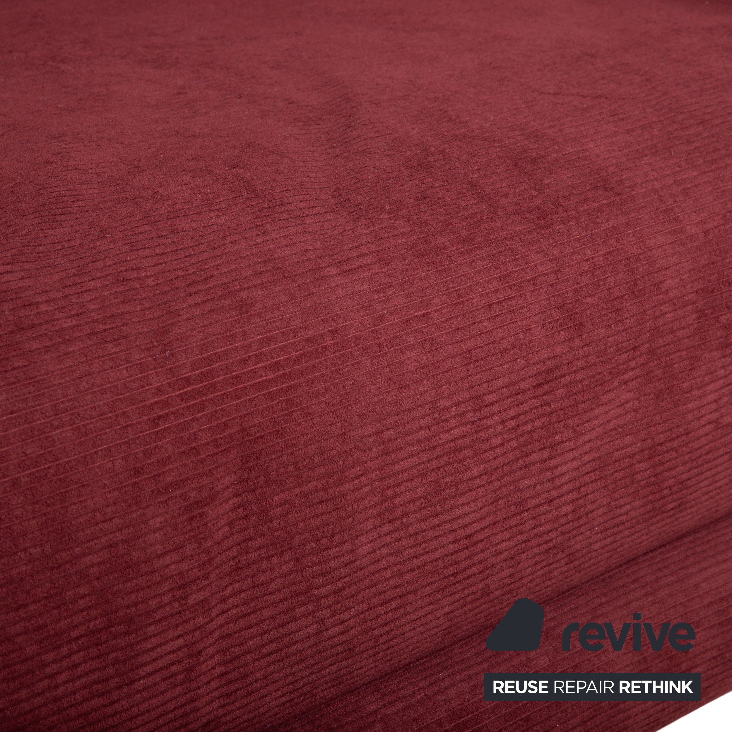 Ligne Roset Multy three-seater sofa with armrests, corduroy fabric, red, manual sleeper function, reupholstered