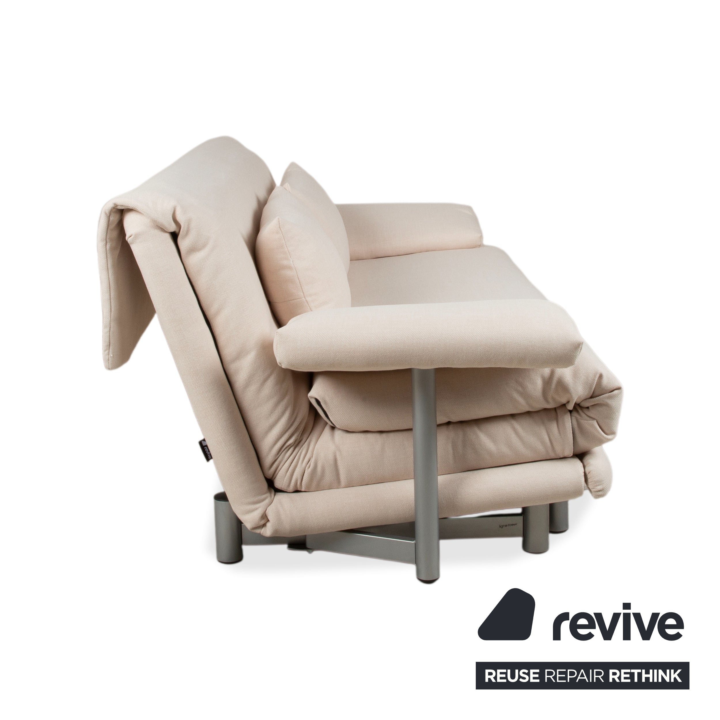 Ligne Roset Multy Three-Seater Cream White Manual Function Sofa Couch Sofa Bed Reupholstered VIVO 607