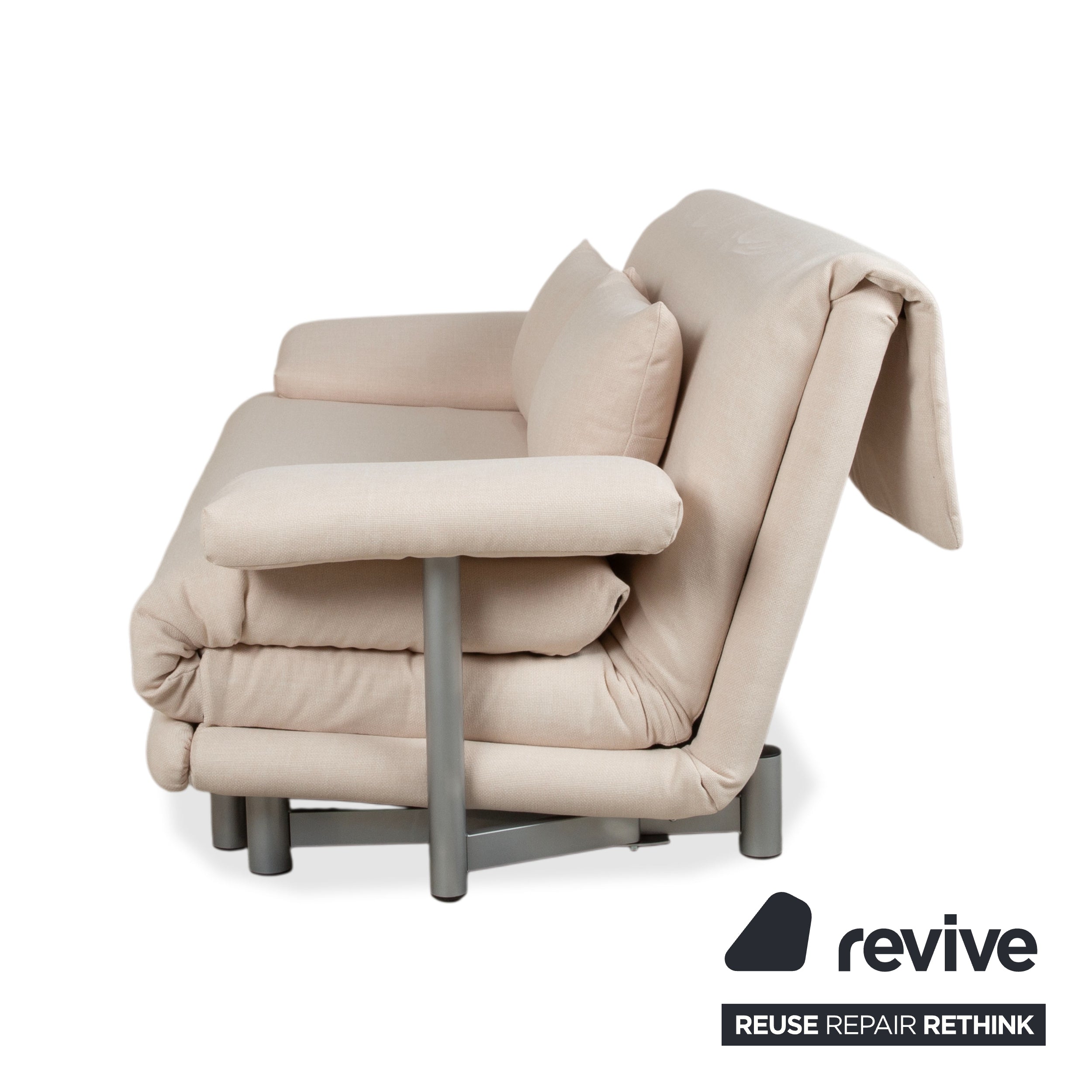 Ligne Roset Multy Three-Seater Cream White Manual Function Sofa Couch Sofa Bed Reupholstered VIVO 607