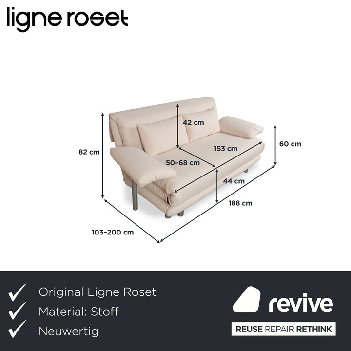 Ligne Roset Multy Canapé trois places crème blanc fonction manuelle canapé-lit housse neuve VIVO 607
