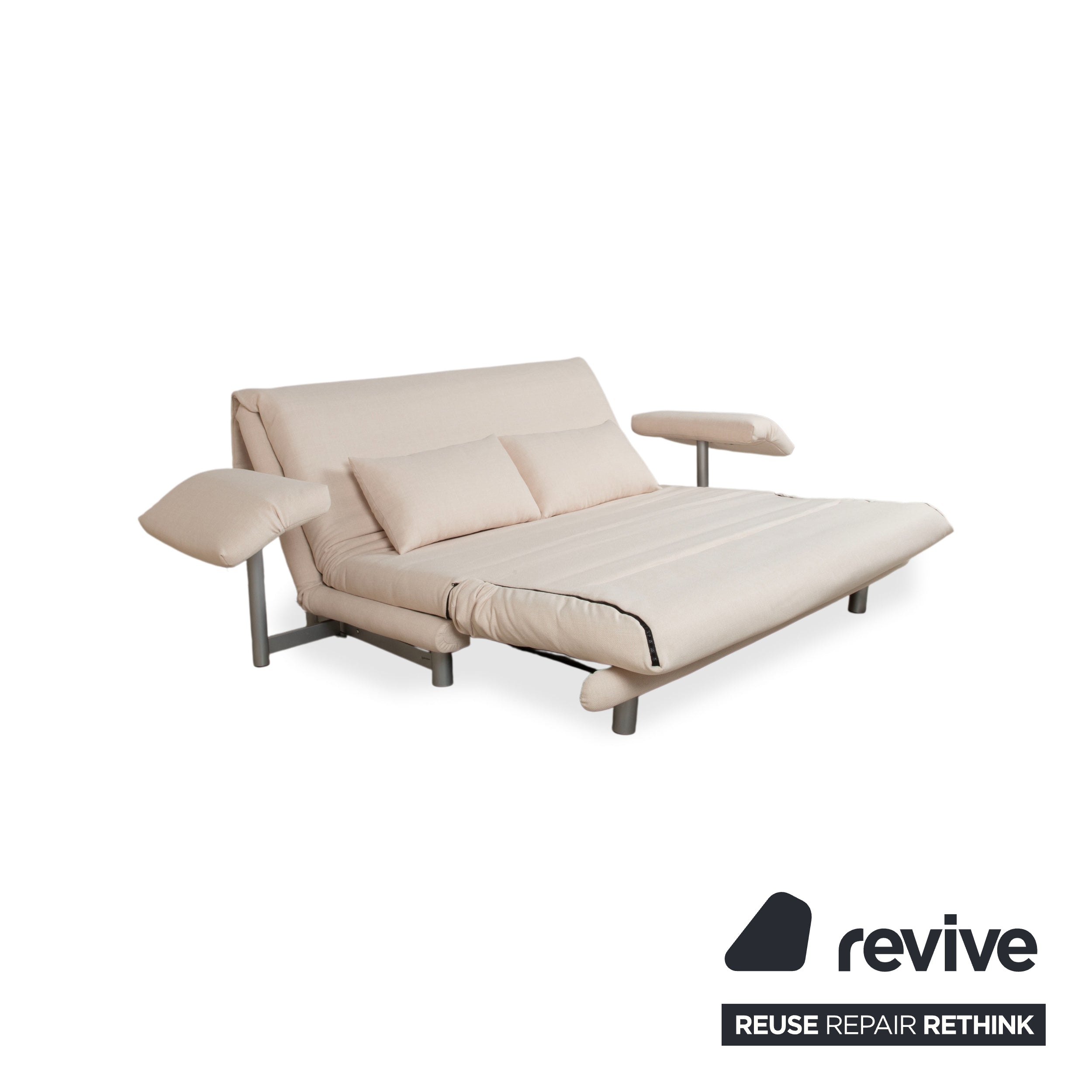 Ligne Roset Multy Three-Seater Cream White Manual Function Sofa Couch Sofa Bed Reupholstered VIVO 607