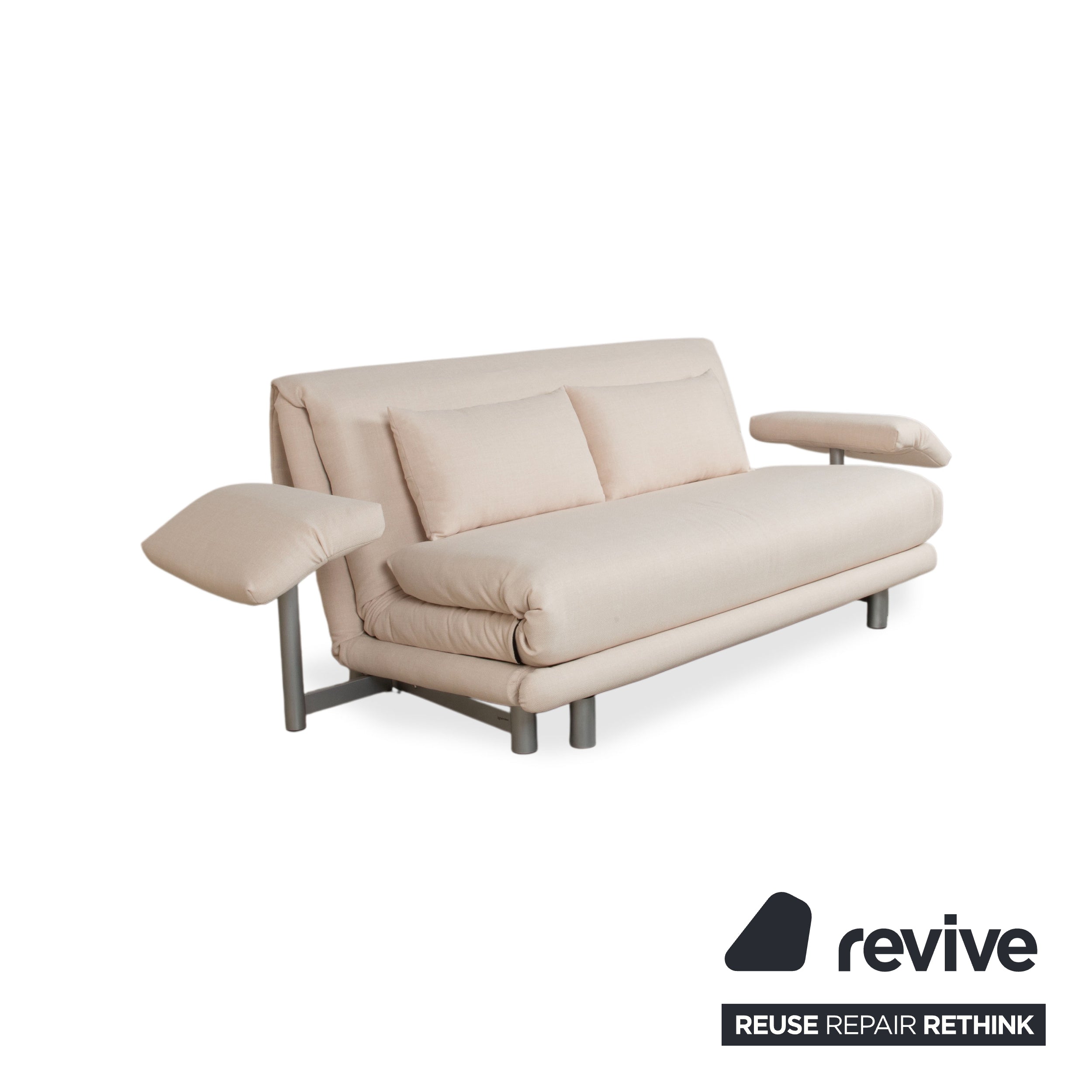 Ligne Roset Multy Three-Seater Cream White Manual Function Sofa Couch Sofa Bed Reupholstered VIVO 607