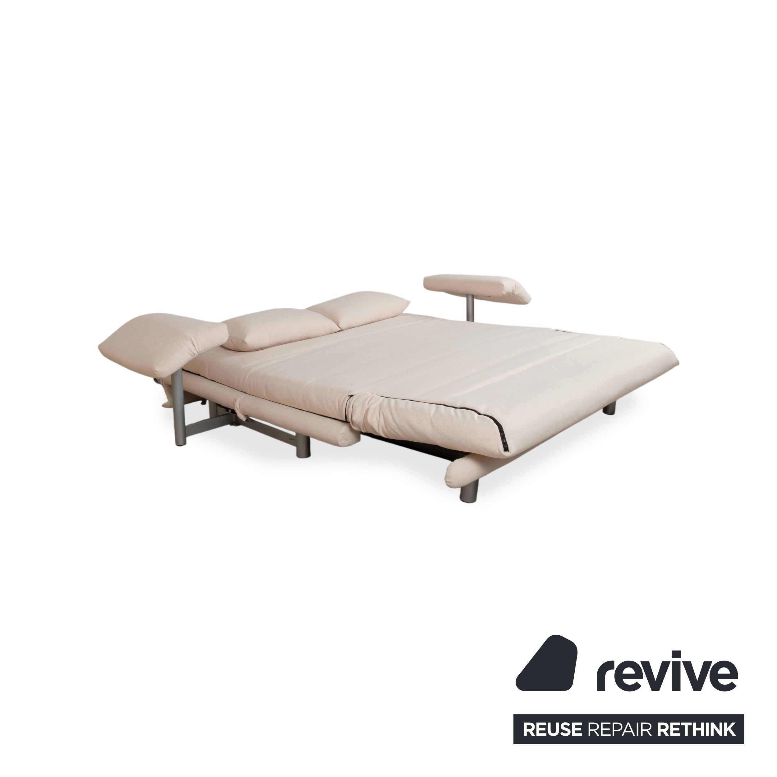 Ligne Roset Multy Three-Seater Cream White Manual Function Sofa Couch Sofa Bed Reupholstered VIVO 607