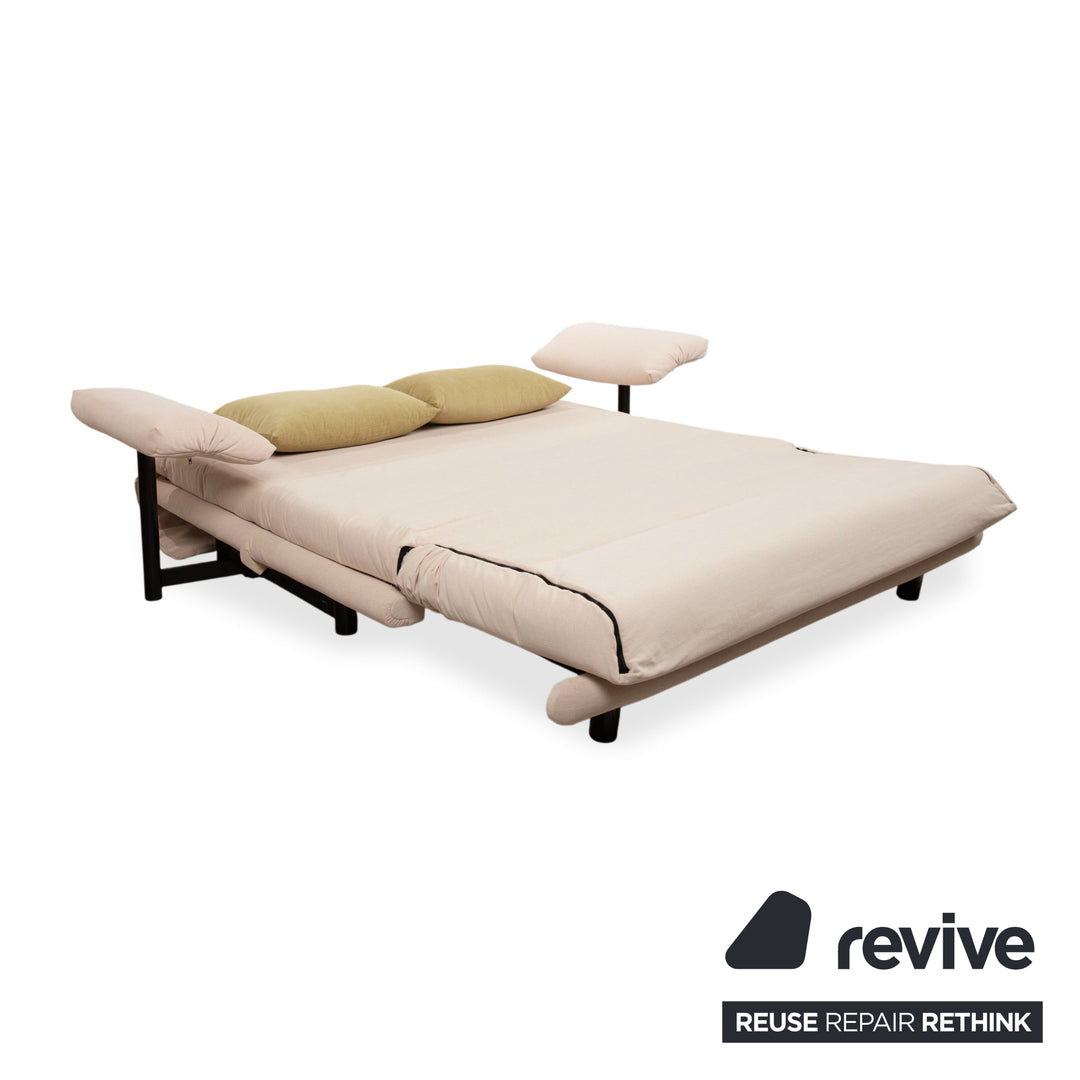 Ligne Roset Multy 3-personers creme sofa, manuel udtræksfunktion, sovesofa, nypolstret med MALOU 110 inkl. armlæn