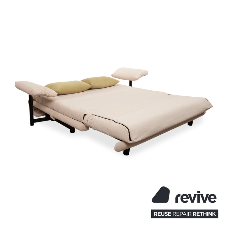 Ligne Roset Multy 3-personers creme sofa, manuel udtræksfunktion, sovesofa, nypolstret med MALOU 110 inkl. armlæn