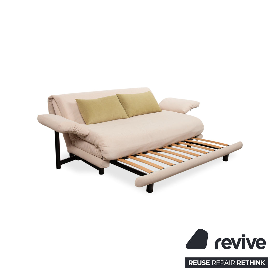 Ligne Roset Multy 3-personers creme sofa, manuel udtræksfunktion, sovesofa, nypolstret med MALOU 110 inkl. armlæn