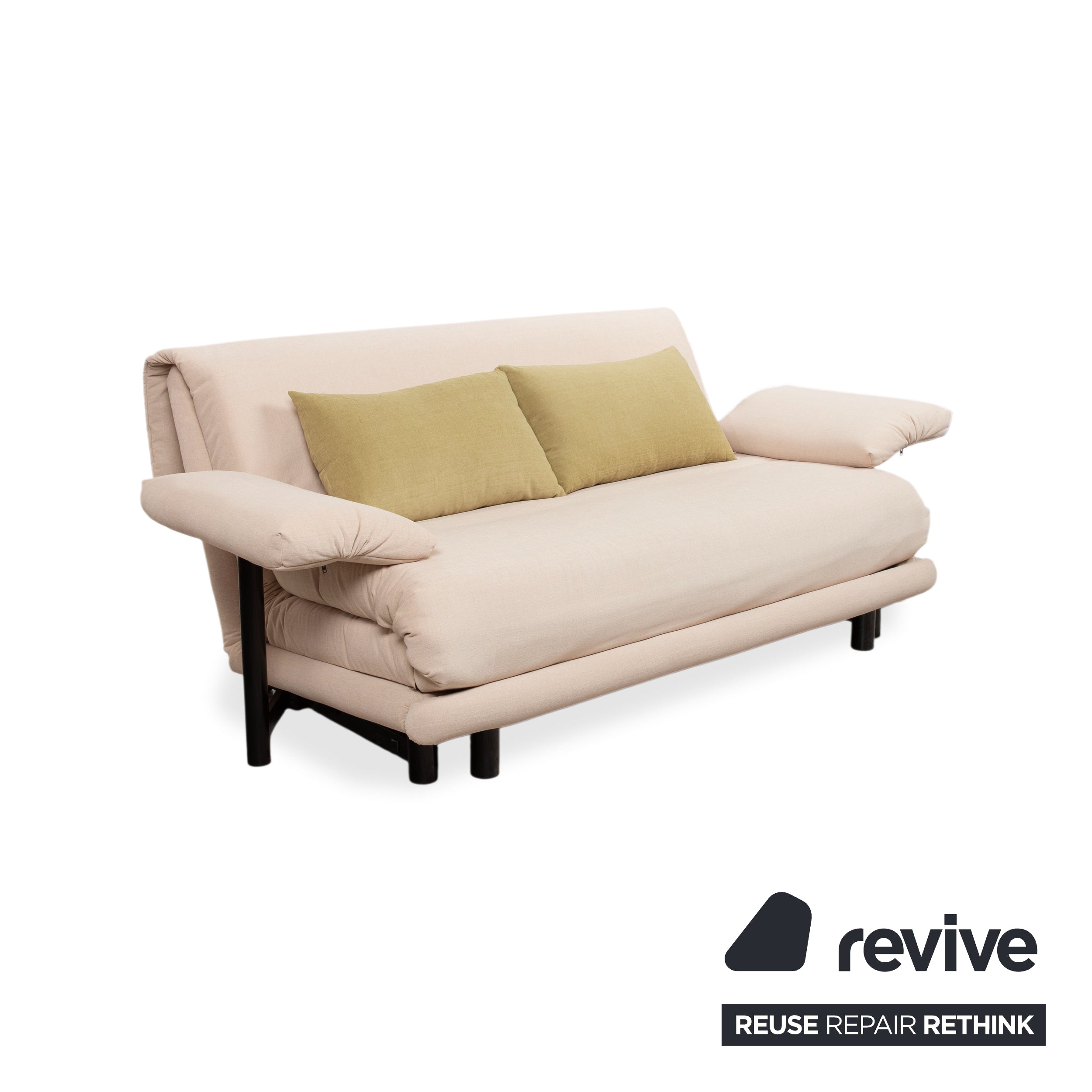 Ligne Roset Multy 3-personers creme sofa, manuel udtræksfunktion, sovesofa, nypolstret med MALOU 110 inkl. armlæn