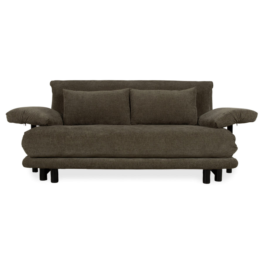 Ligne Roset Multy Three-Seater Fabric Green Brown Ochre Recovered ELENI 211 Manual Function Sofa Bed