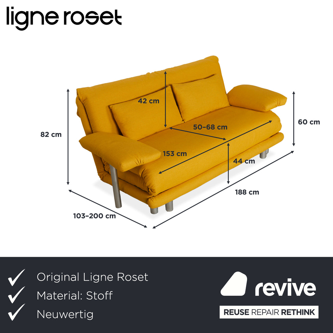 Ligne Roset Multy trois places jaune avec accoudoirs et fonction veille manuelle