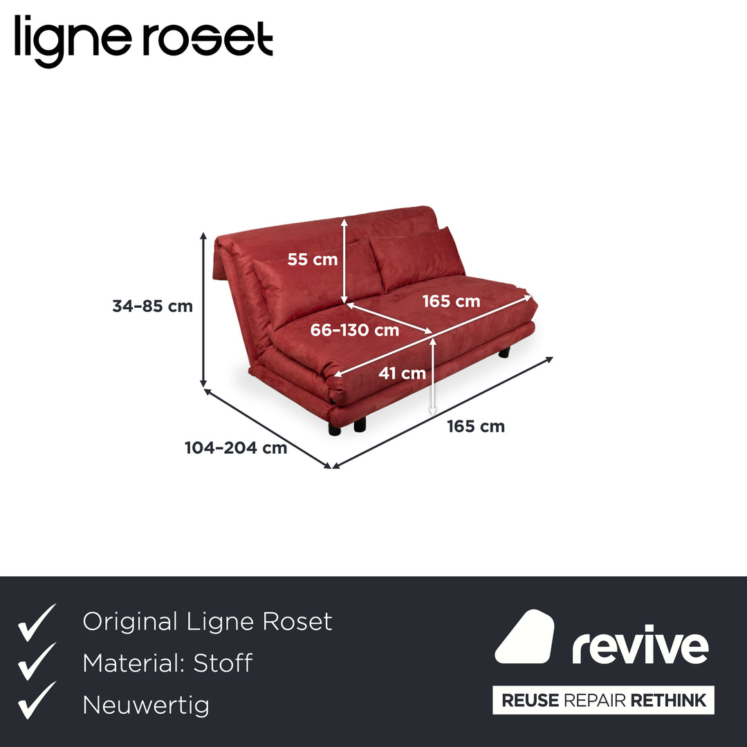 Ligne Roset Multy Dreisitzer Stoff Rot Orange Schwarz manuelle Schlaffunktion Schlafsofa Couch Neubezug