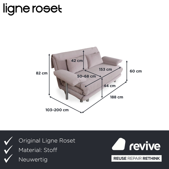Ligne Roset Multy Tissu Canapé 3 places Gris fonction manuelle Canapé-lit Nouvelle housse MALOU 115