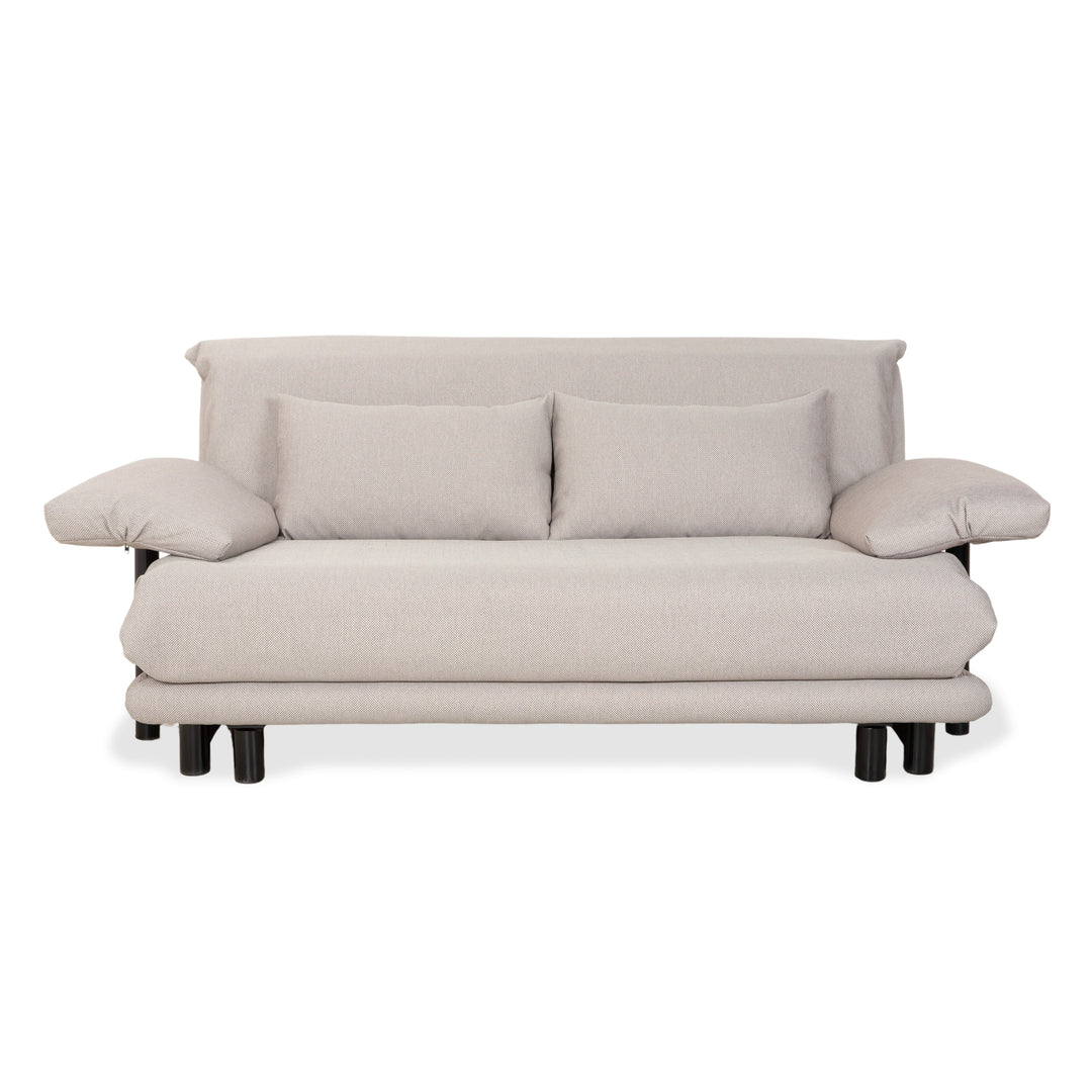 Canapé trois places Ligne Roset Multy gris, fonction convertible manuelle, avec accoudoirs, retapissé