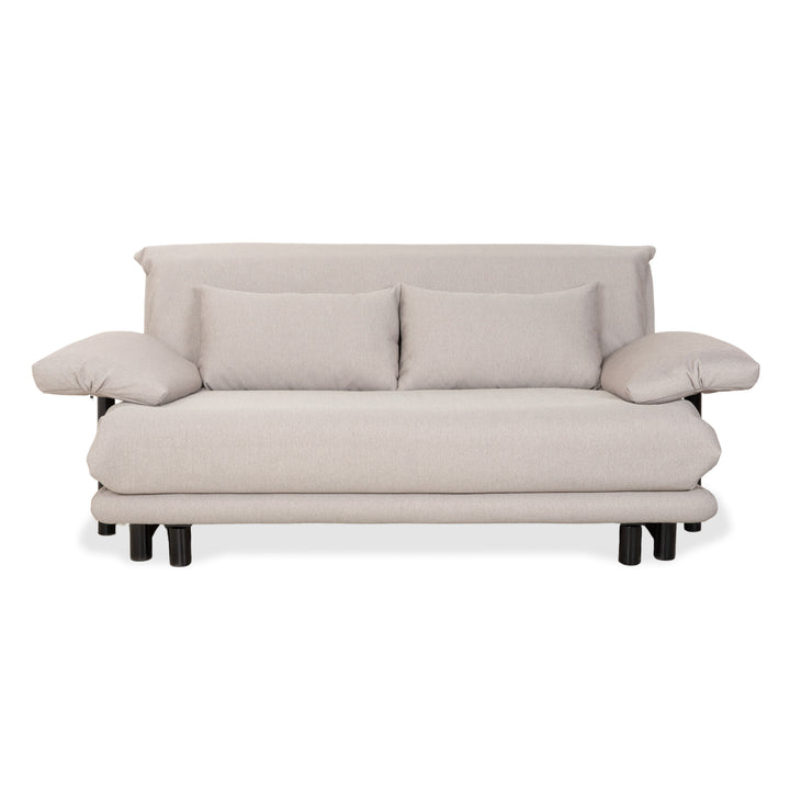 Canapé trois places Ligne Roset Multy gris, fonction convertible manuelle, avec accoudoirs, retapissé