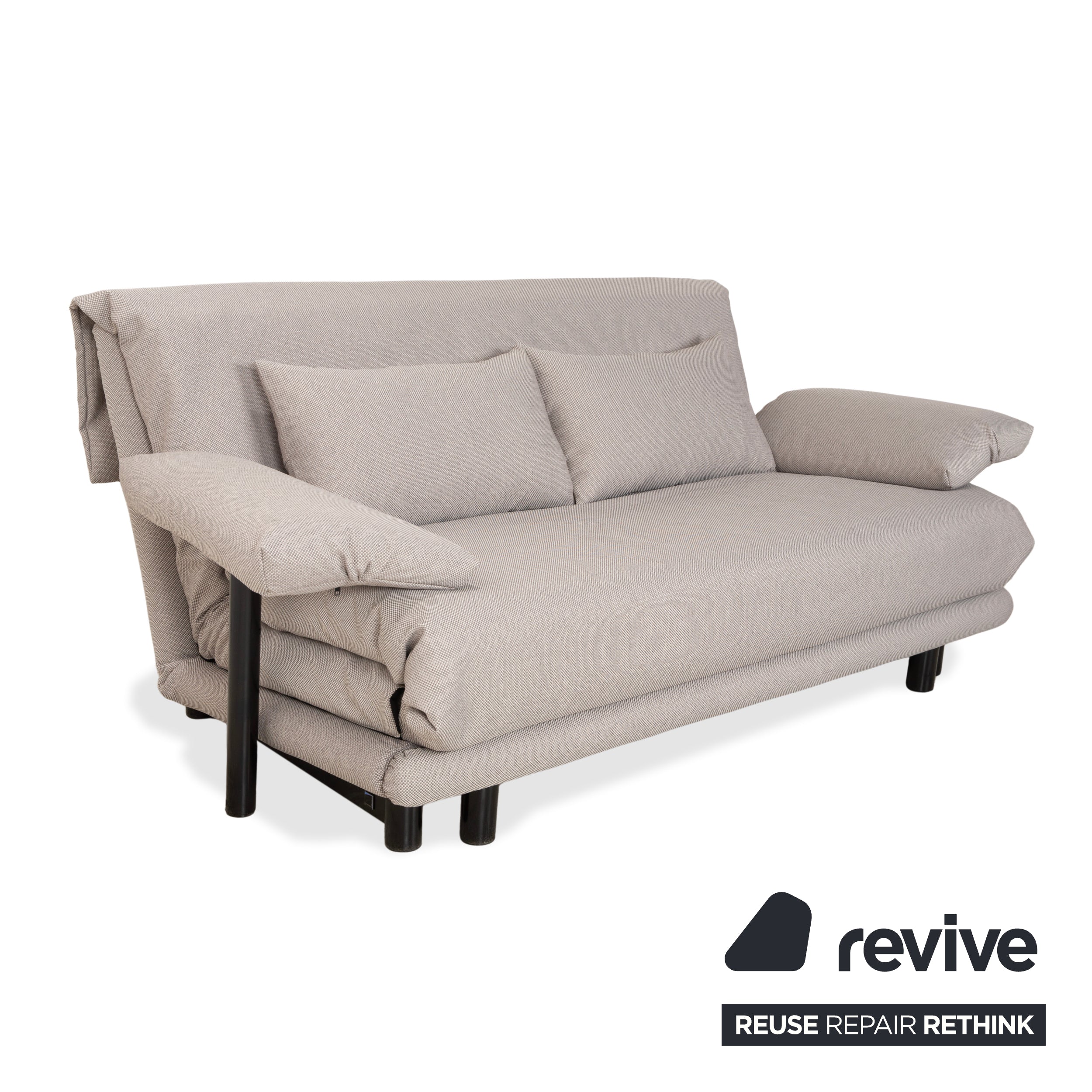 Ligne Roset Multy Dreisitzer Grau manuelle Schlaffunktion inkl. Armlehnen Sofa Couch Neubezug