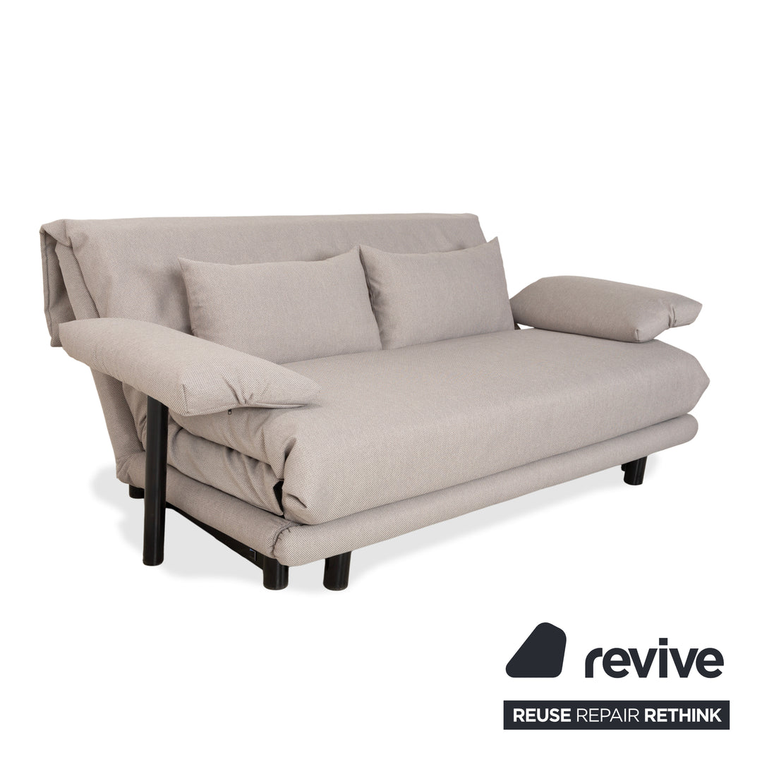 Canapé trois places Ligne Roset Multy gris, fonction convertible manuelle, avec accoudoirs, retapissé