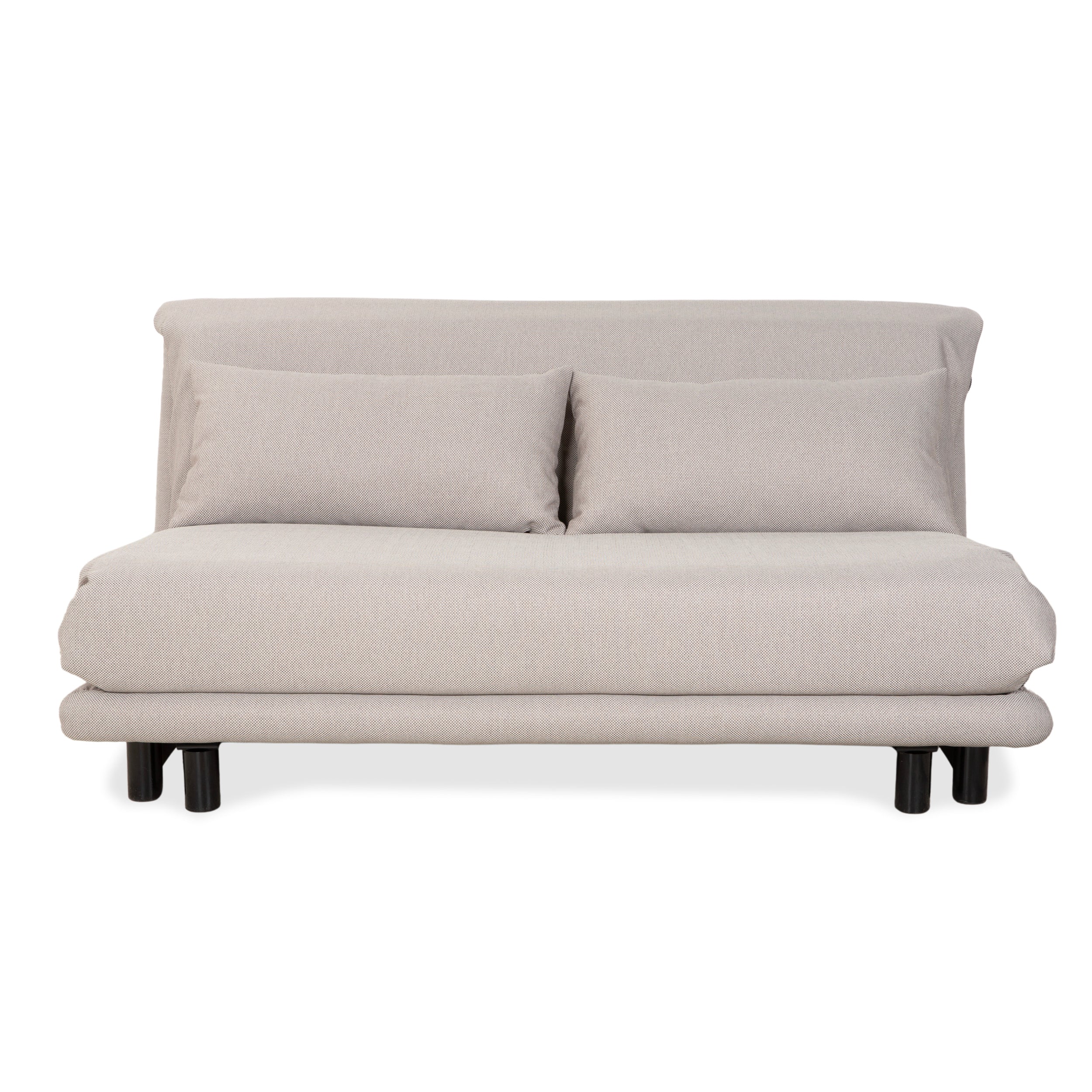 Canapé-lit manuel trois places Ligne Roset Multy gris, structure retapissée noire