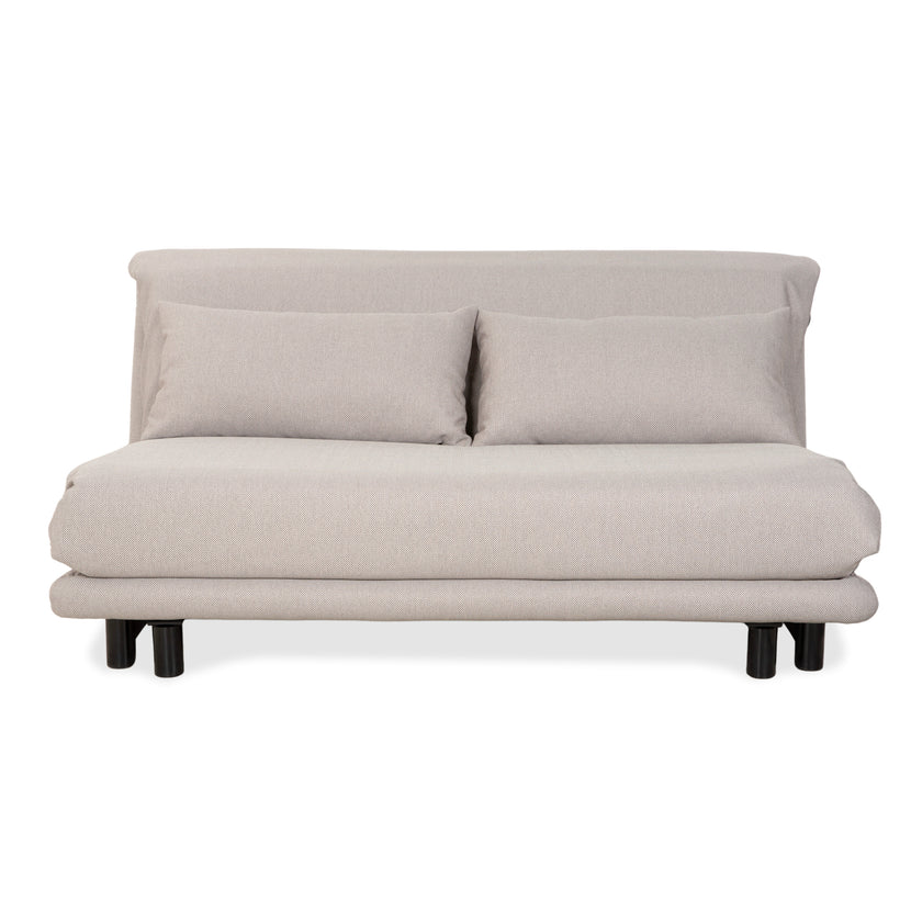 Canapé-lit manuel trois places Ligne Roset Multy gris, structure retapissée noire