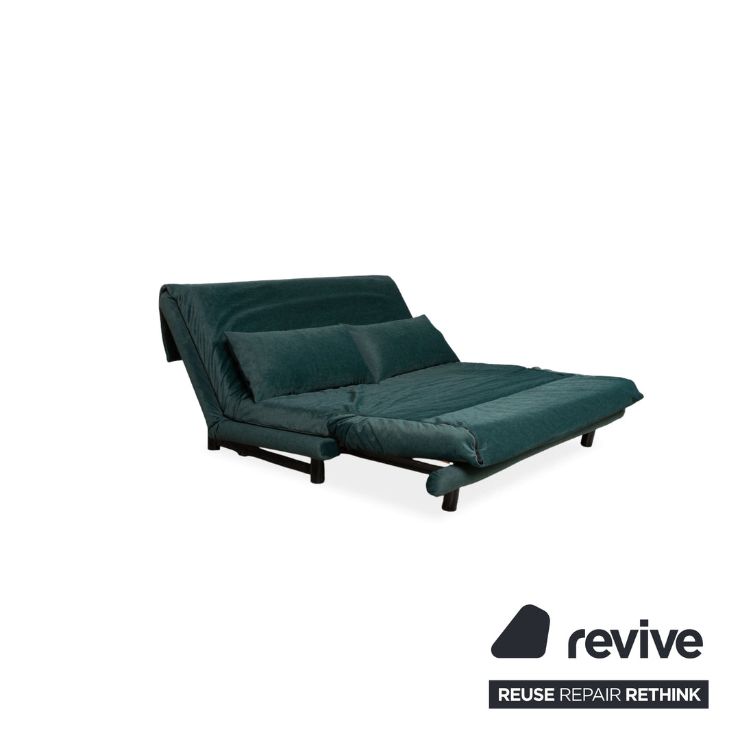 Ligne Roset Multy Dreisitzer Grün Dunkelgrün Mikrofaser Schlafsofa Sofa Couch Neubezug Gestell Schwarz