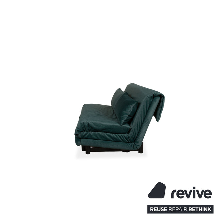 Ligne Roset Multy Three-Seater Green Dark Green Microfiber Sofa Bed Sofa Couch Reupholstered Black Frame
