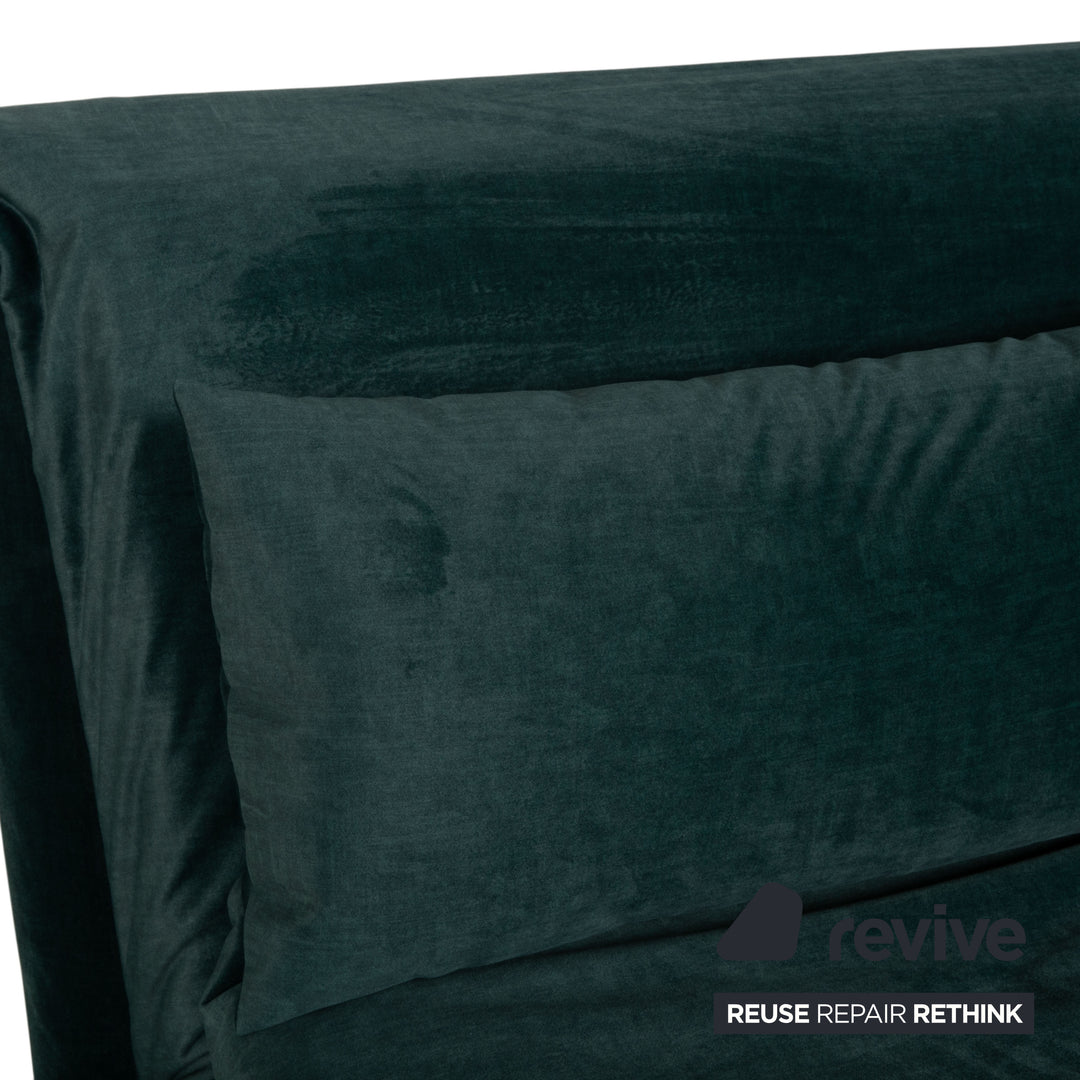 Ligne Roset Multy Dreisitzer Grün Dunkelgrün Mikrofaser Schlafsofa Sofa Couch Neubezug Gestell Schwarz
