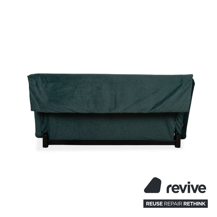 Ligne Roset Multy Three-Seater Green Dark Green Microfiber Sofa Bed Sofa Couch Reupholstered Black Frame
