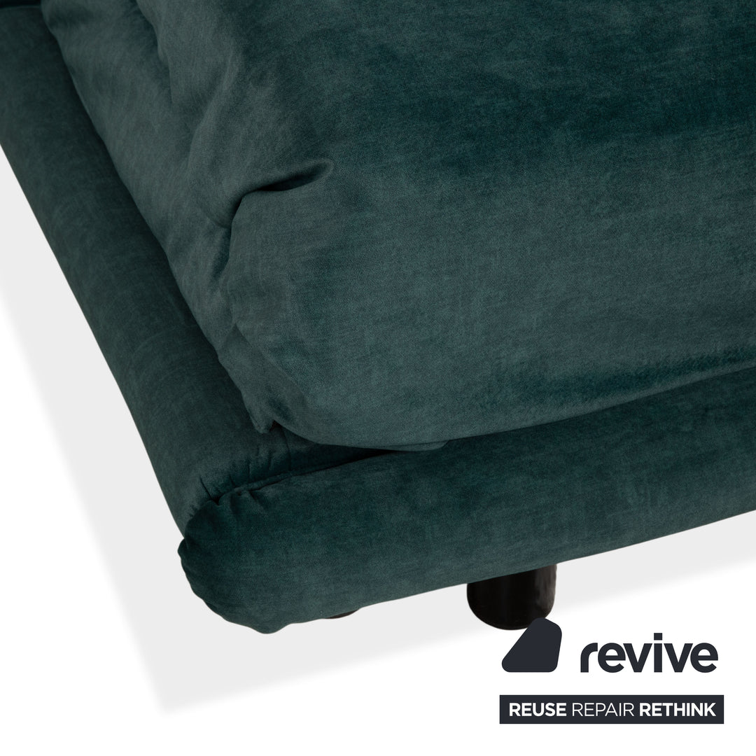 Ligne Roset Multy Dreisitzer Grün Dunkelgrün Mikrofaser Schlafsofa Sofa Couch Neubezug Gestell Schwarz