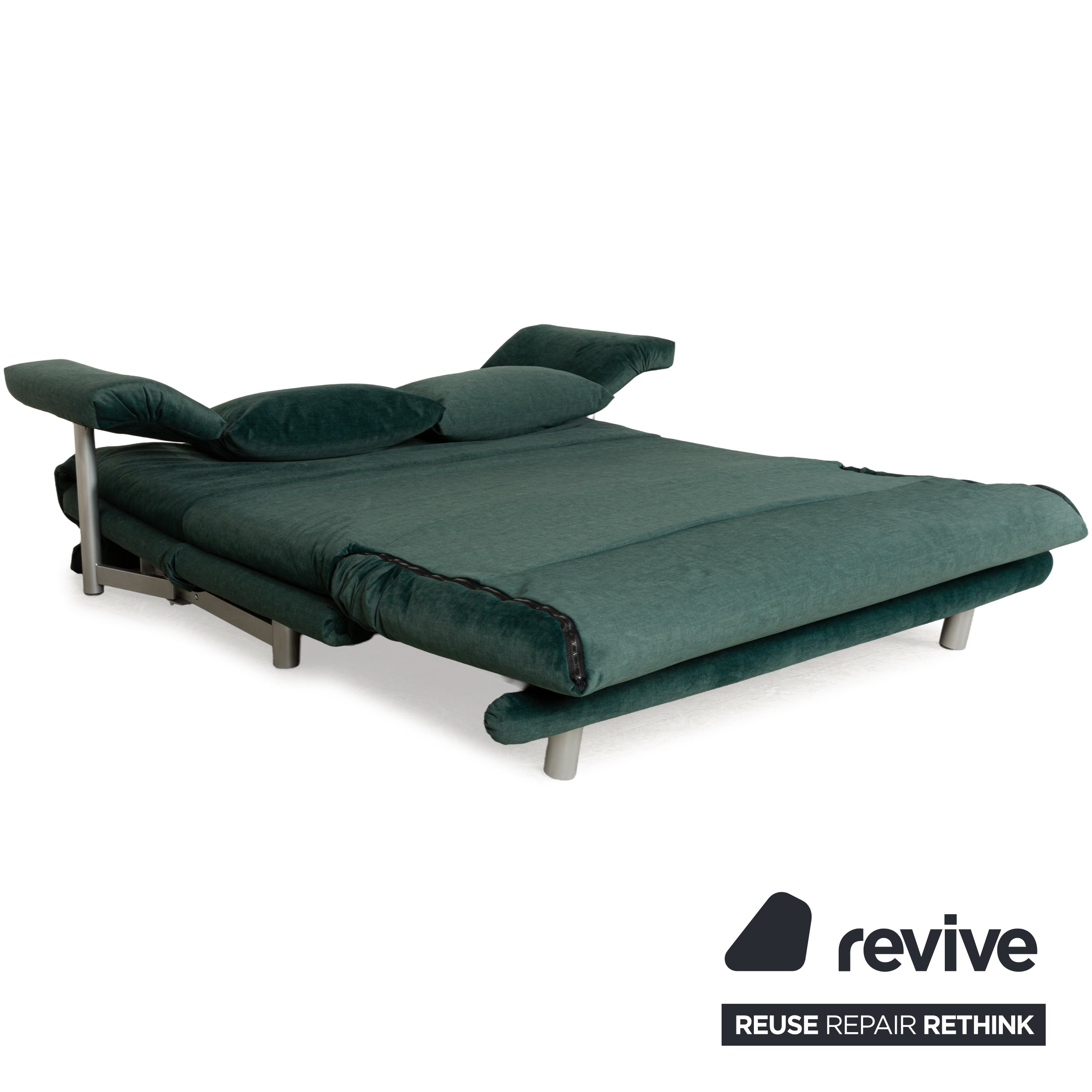 Canapé-lit trois places Ligne Roset Multy vert avec accoudoirs, housse neuve
