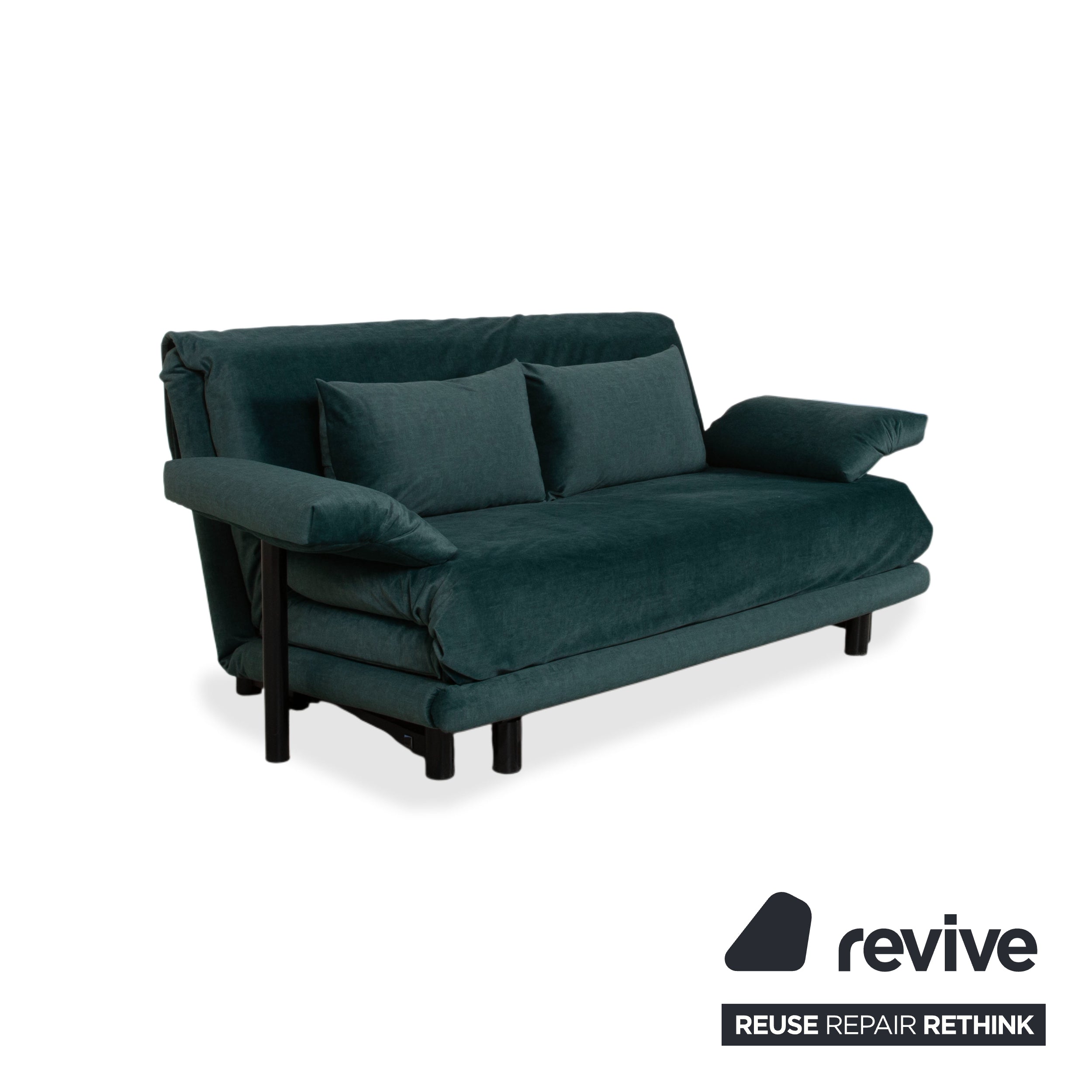 Ligne Roset Multy Canapé-lit 3 places vert avec accoudoirs, canapé, divan, housse neuve, piétement noir