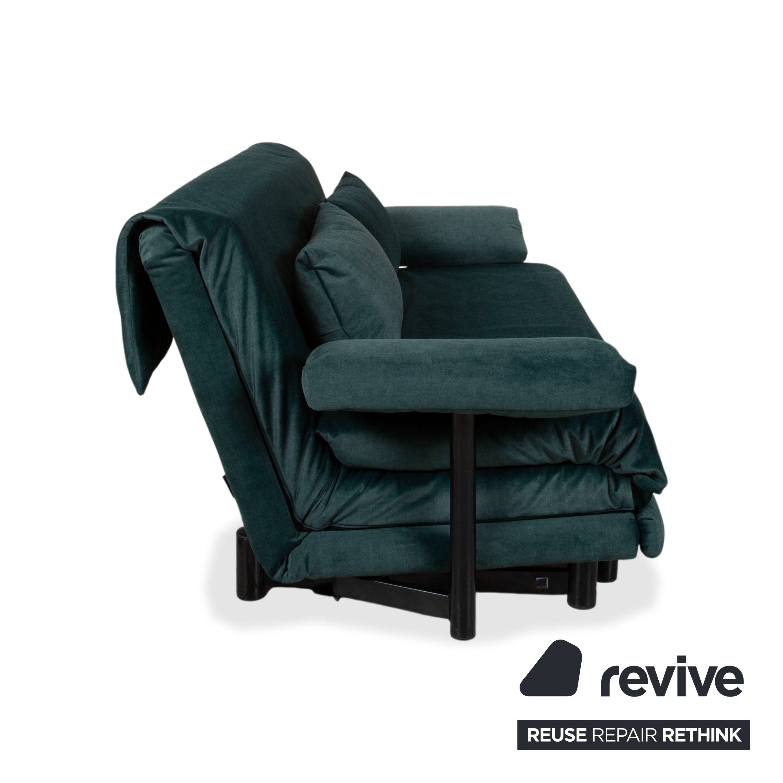 Ligne Roset Multy Canapé-lit 3 places vert avec accoudoirs, canapé, divan, housse neuve, piétement noir