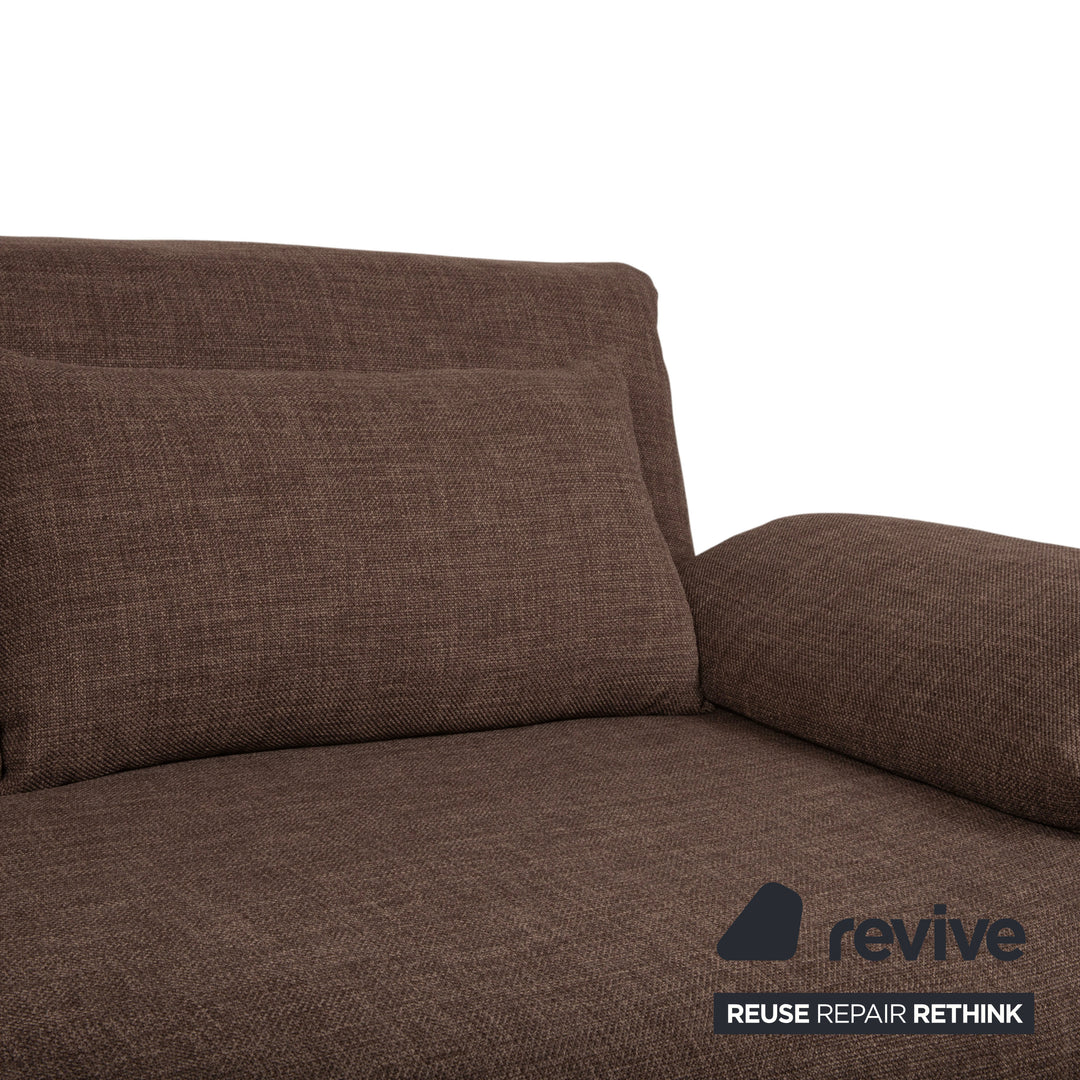 Ligne Roset Multy Dreisitzer Stoff Braun mit Armlehnen Neubezug manuelle Funktion Schlaffunktion Sofa Couch