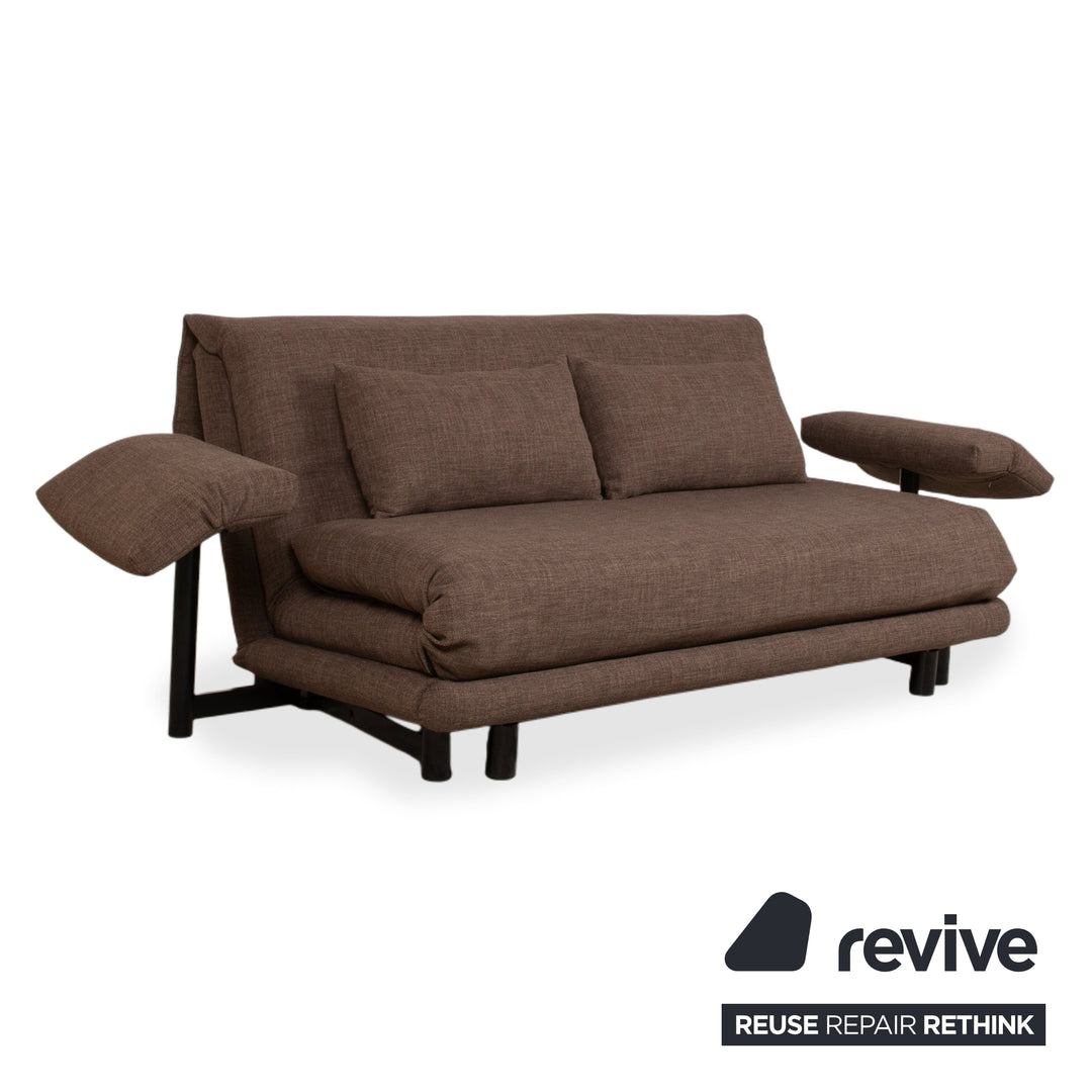 Ligne Roset Multy Dreisitzer Stoff Braun mit Armlehnen Neubezug VIVO 615 manuelle Funktion Schlaffunktion