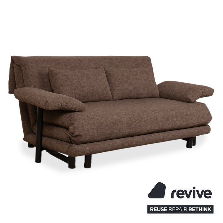 Ligne Roset Multy Dreisitzer Stoff Braun mit Armlehnen Neubezug VIVO 615 manuelle Funktion Schlaffunktion