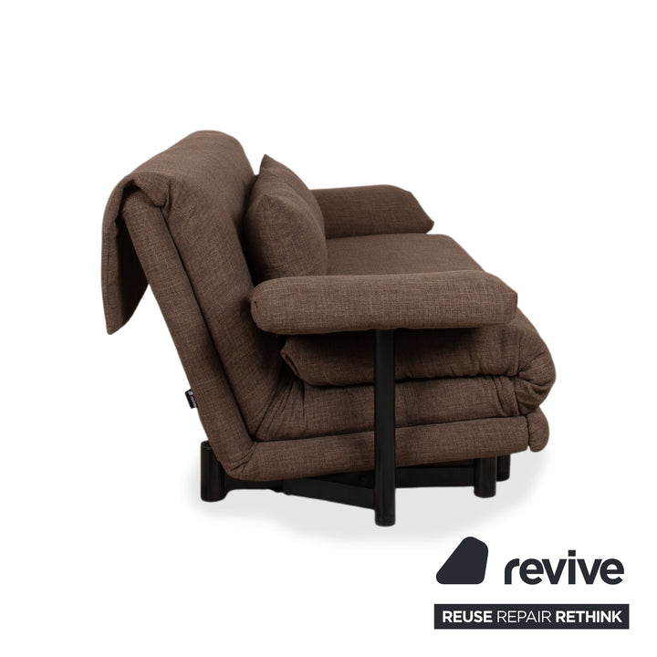 Ligne Roset Multy Trois Places Tissu Marron avec Accoudoirs Housse Neuve Fonction Manuelle Fonction Couchage Canapé Divan