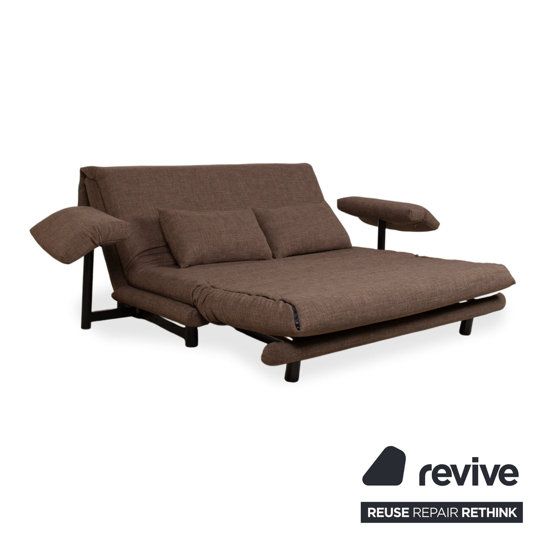 Ligne Roset Multy Trois Places Tissu Marron avec Accoudoirs Housse Neuve Fonction Manuelle Fonction Couchage Canapé Divan