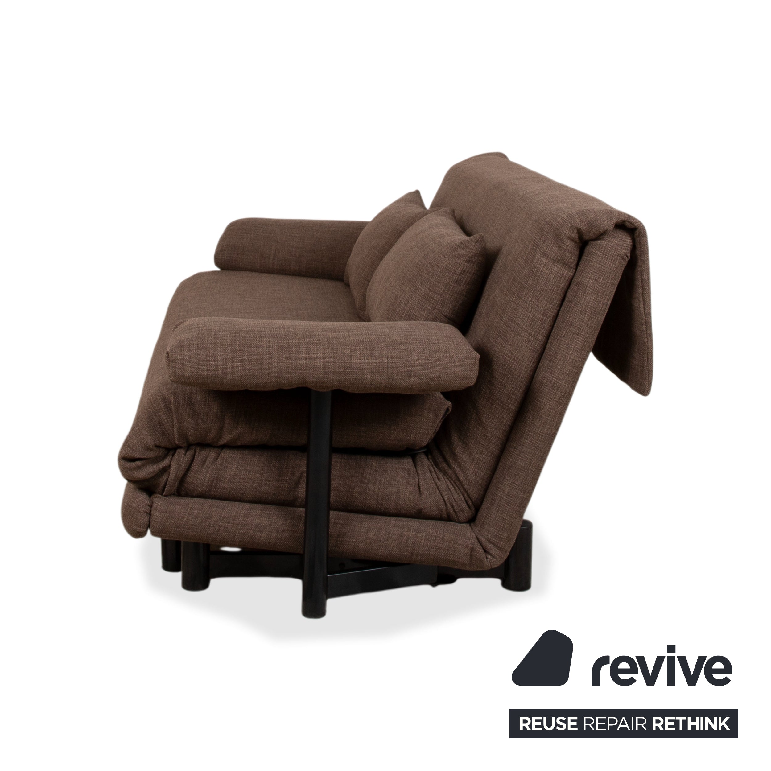 Ligne Roset Multy Dreisitzer Stoff Braun mit Armlehnen Neubezug manuelle Funktion Schlaffunktion Sofa Couch