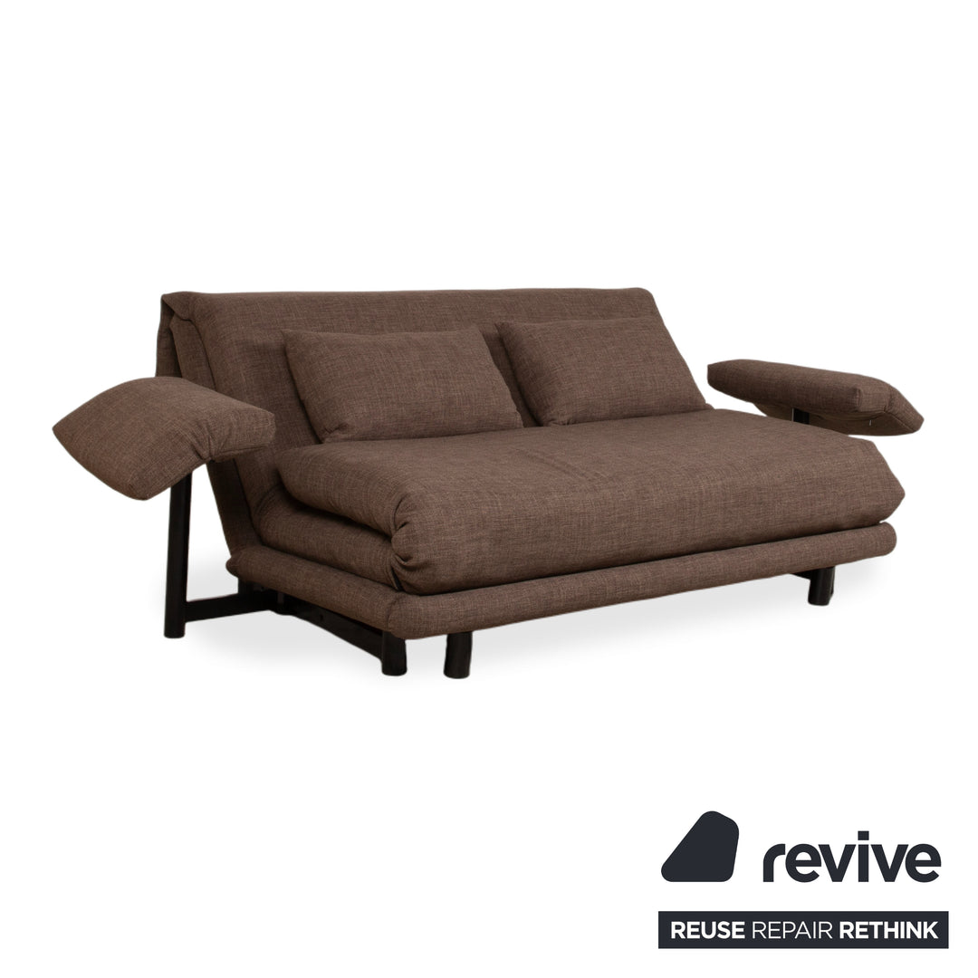 Ligne Roset Multy Trois Places Tissu Marron avec Accoudoirs Housse Neuve Fonction Manuelle Fonction Couchage Canapé Divan